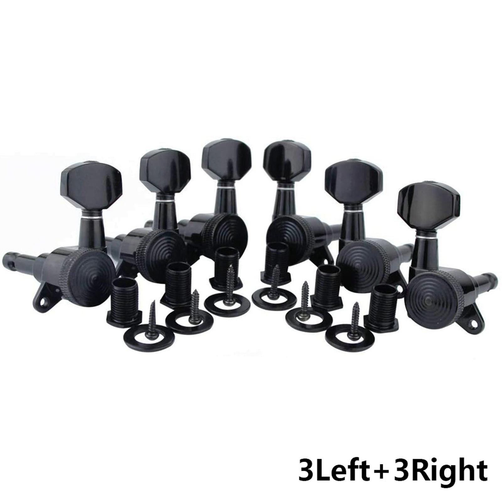 6Pcs Lock String Tuning Key Pegs Tuners Set Gear Ratio 1:18 for Guitar Black 3L3R