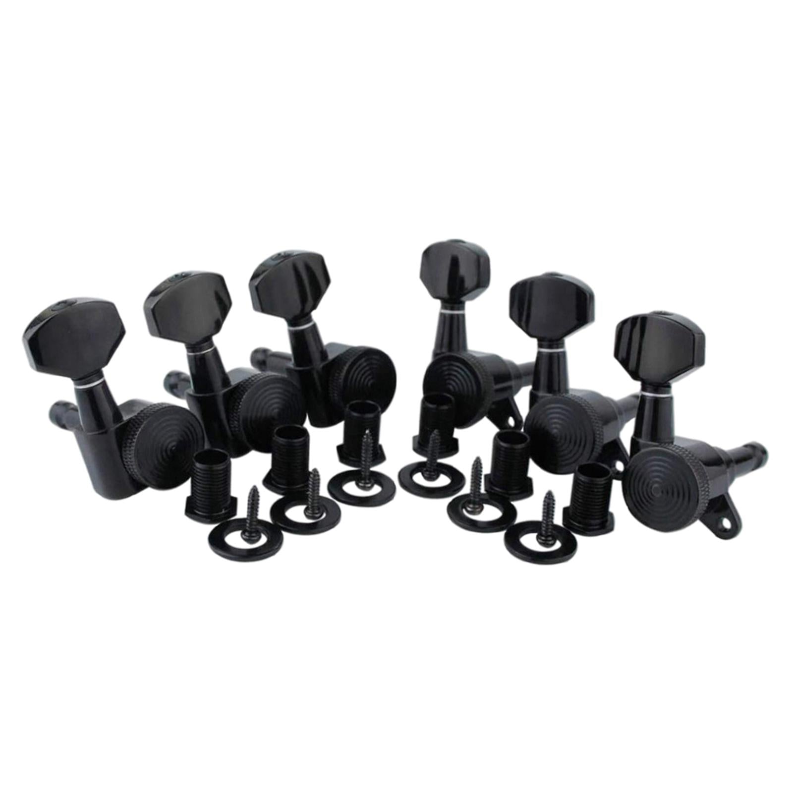 6Pcs Lock String Tuning Key Pegs Tuners Set Gear Ratio 1:18 for Guitar Black 6R