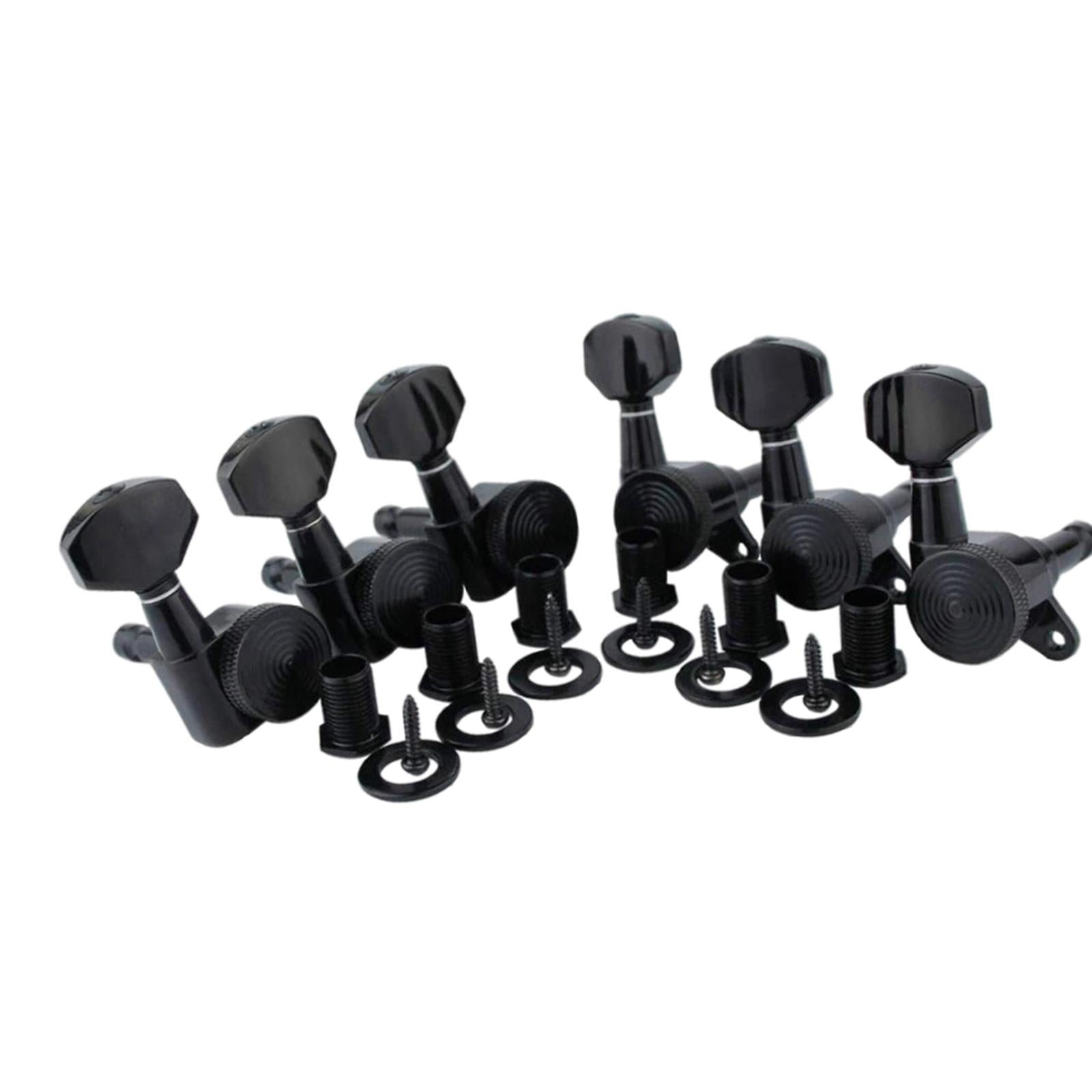 6Pcs Lock String Tuning Key Pegs Tuners Set Gear Ratio 1:18 for Guitar Black 6R