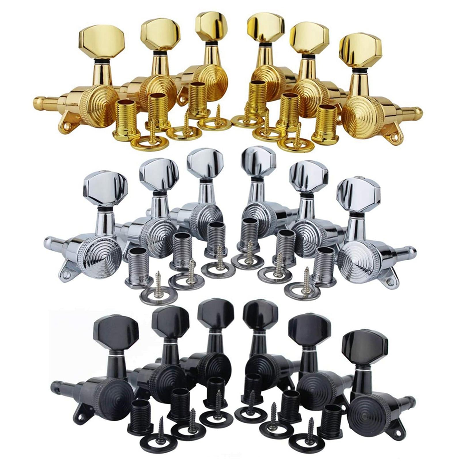 6Pcs Lock String Tuning Key Pegs Tuners Set Gear Ratio 1:18 for Guitar Black 6R