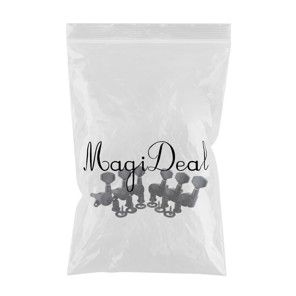 6Pcs Lock String Tuning Key Pegs Tuners Set Gear Ratio 1:18 for Guitar Black 6L