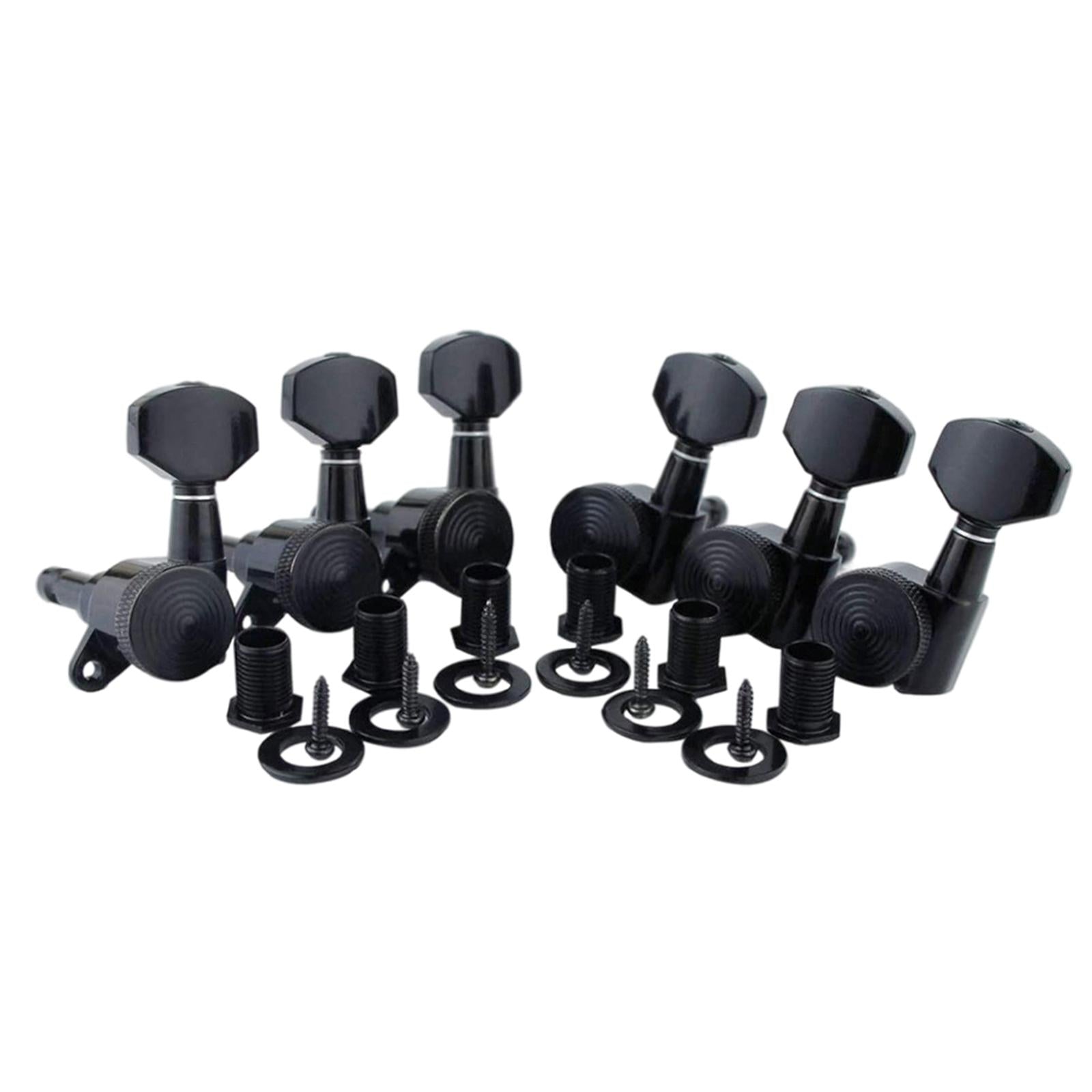 6Pcs Lock String Tuning Key Pegs Tuners Set Gear Ratio 1:18 for Guitar Black 6L