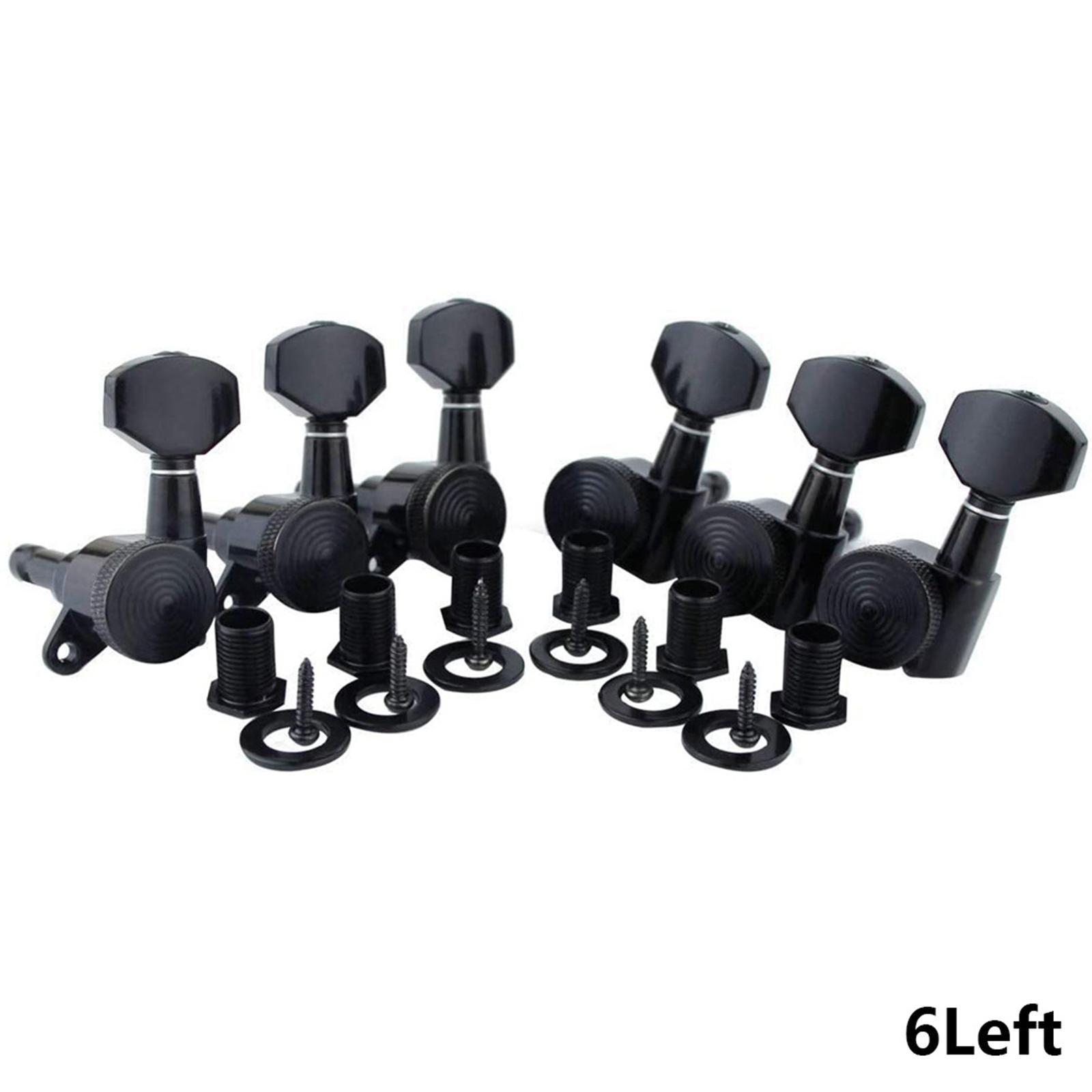 6Pcs Lock String Tuning Key Pegs Tuners Set Gear Ratio 1:18 for Guitar Black 6L