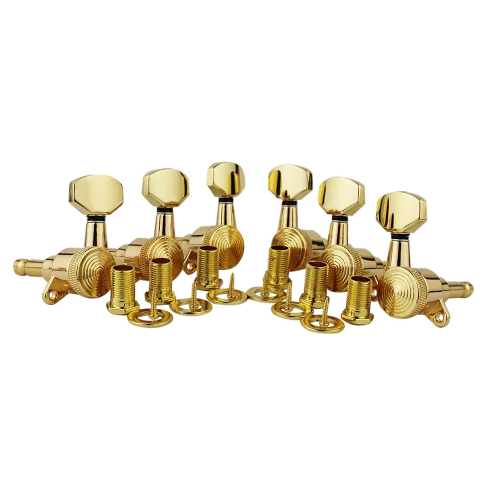 6Pcs Lock String Tuning Key Pegs Tuners Set Gear Ratio 1:18 for Guitar Gold 3L3R