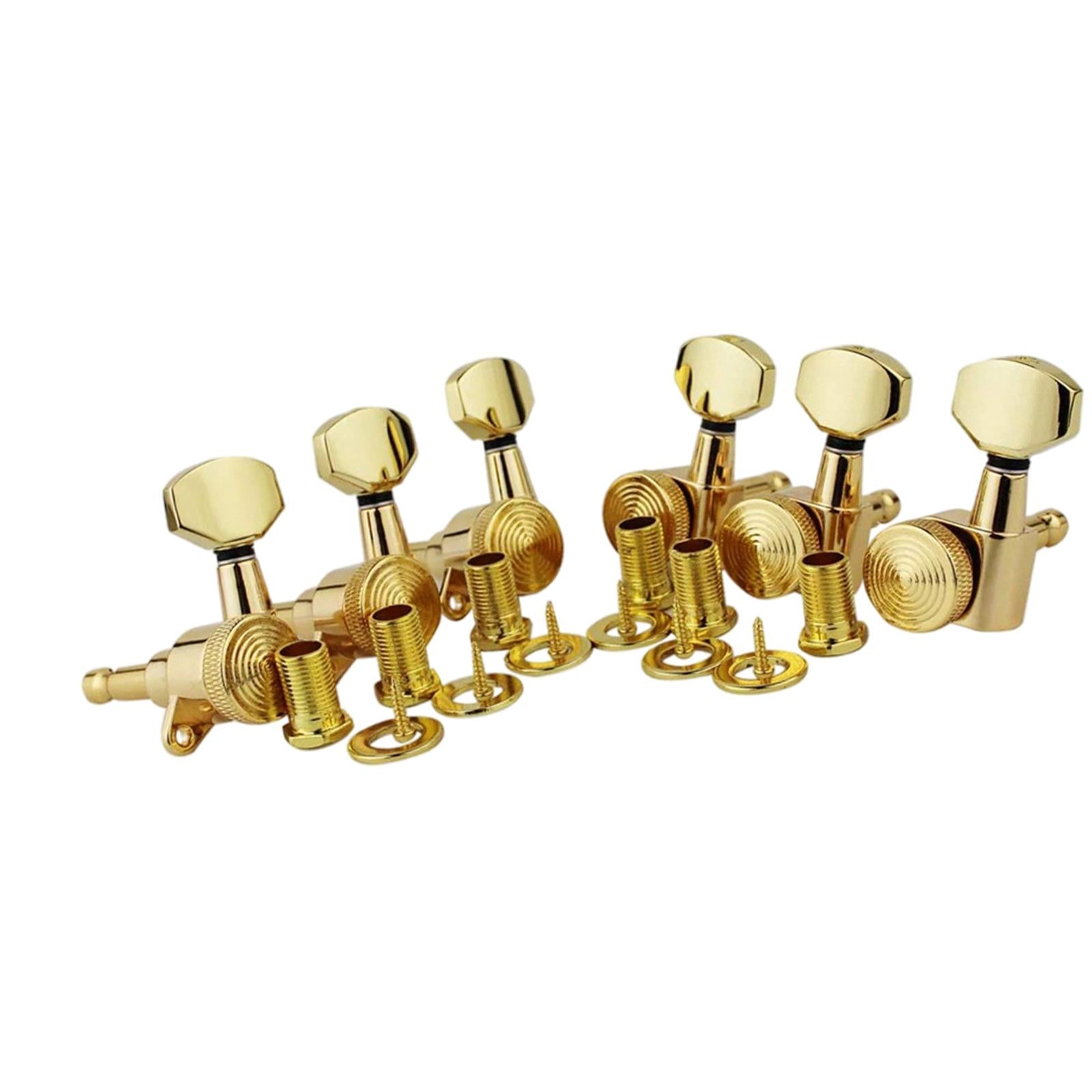 6Pcs Lock String Tuning Key Pegs Tuners Set Gear Ratio 1:18 for Guitar Gold 6L