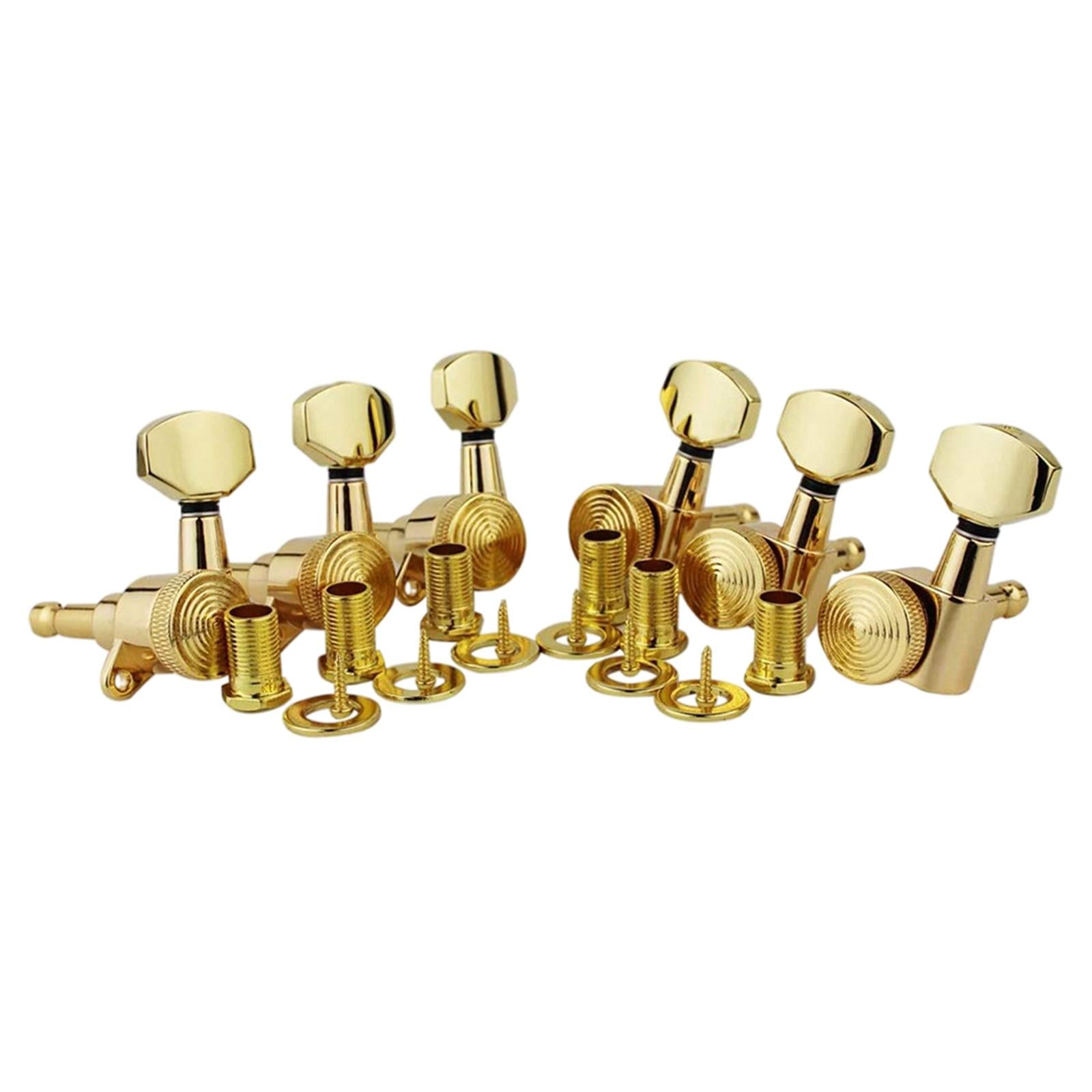 6Pcs Lock String Tuning Key Pegs Tuners Set Gear Ratio 1:18 for Guitar Gold 6L
