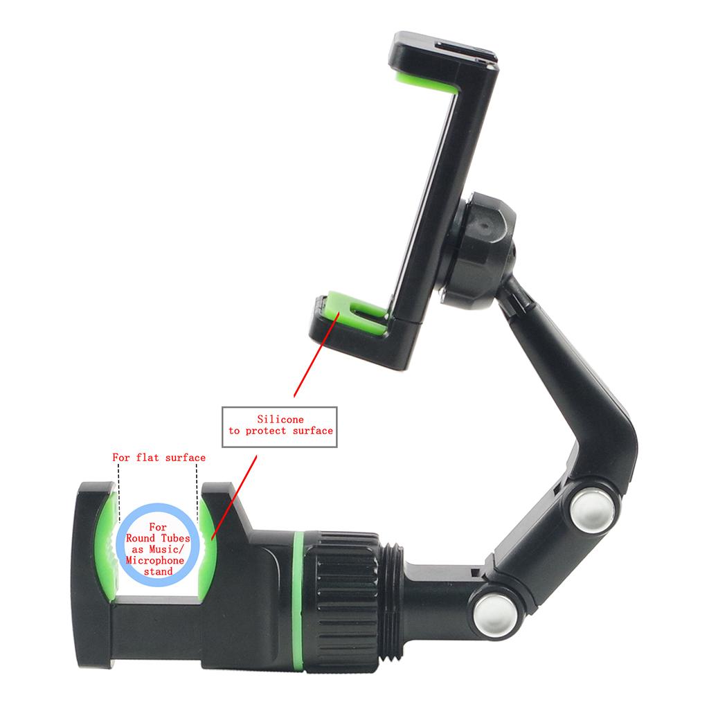 Guitar Phone Holder Mic Stand Mount for Guitar Lessons Tutorials Black Green