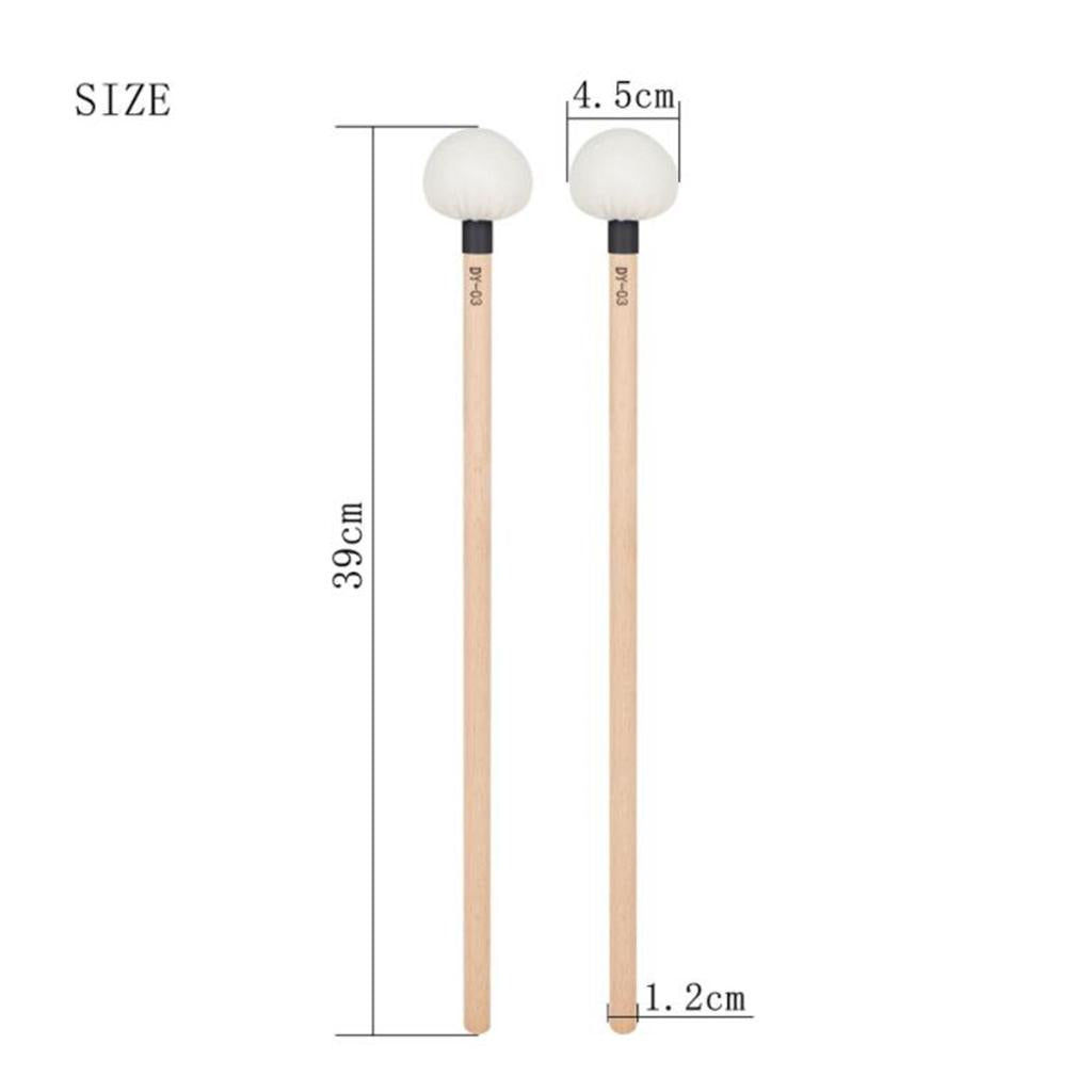2 Pieces Percussion Mallet Sticks for Bells Instrument Parts Accessories Yellow
