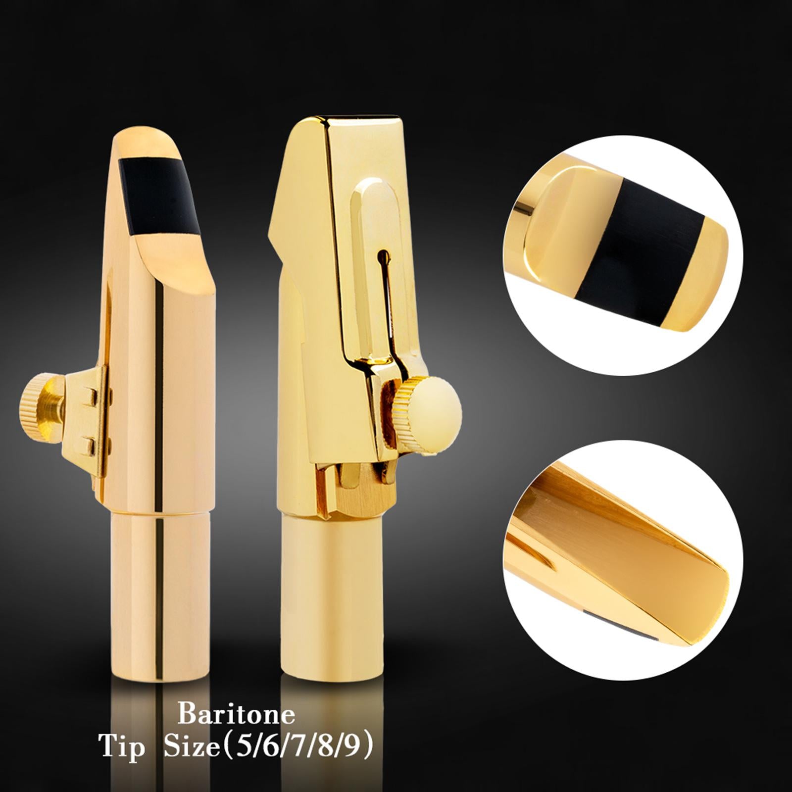 Metal Gold-Plated Baritone Saxophone Mouthpiece for Saxophone Accessory Size 8