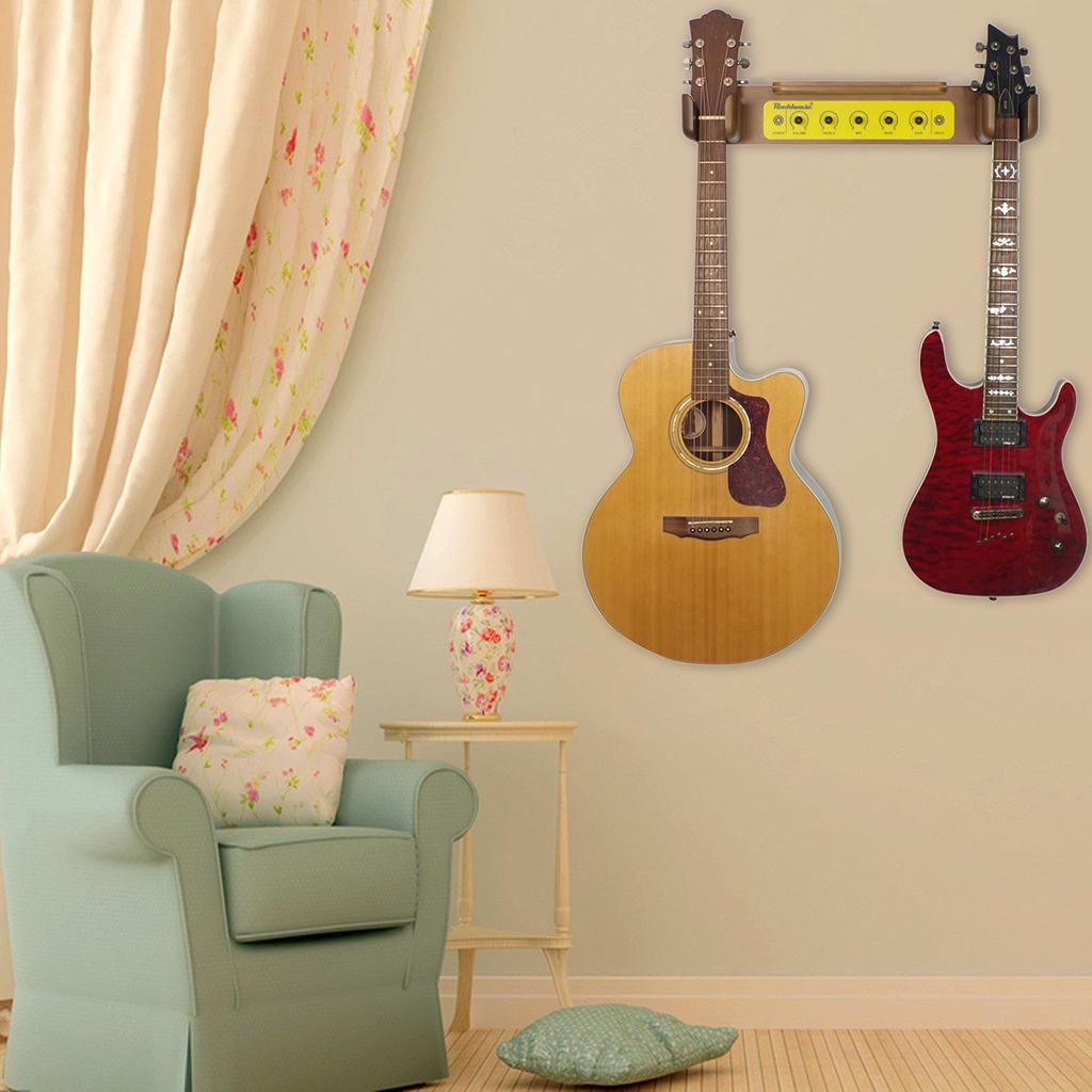 Wooden 2 Guitar Wall Hanger for Ukulele Acoustic Guitar Musical Instruments