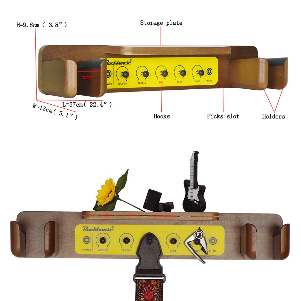 Wooden 2 Guitar Wall Hanger for Ukulele Acoustic Guitar Musical Instruments