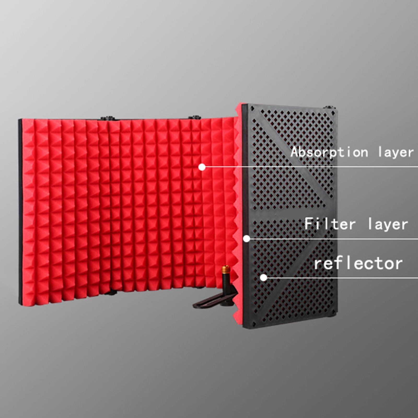 Professional Microphone Isolation Shield, Pop's Filter, Mic Sound Absorbing 3 Panels with Holder