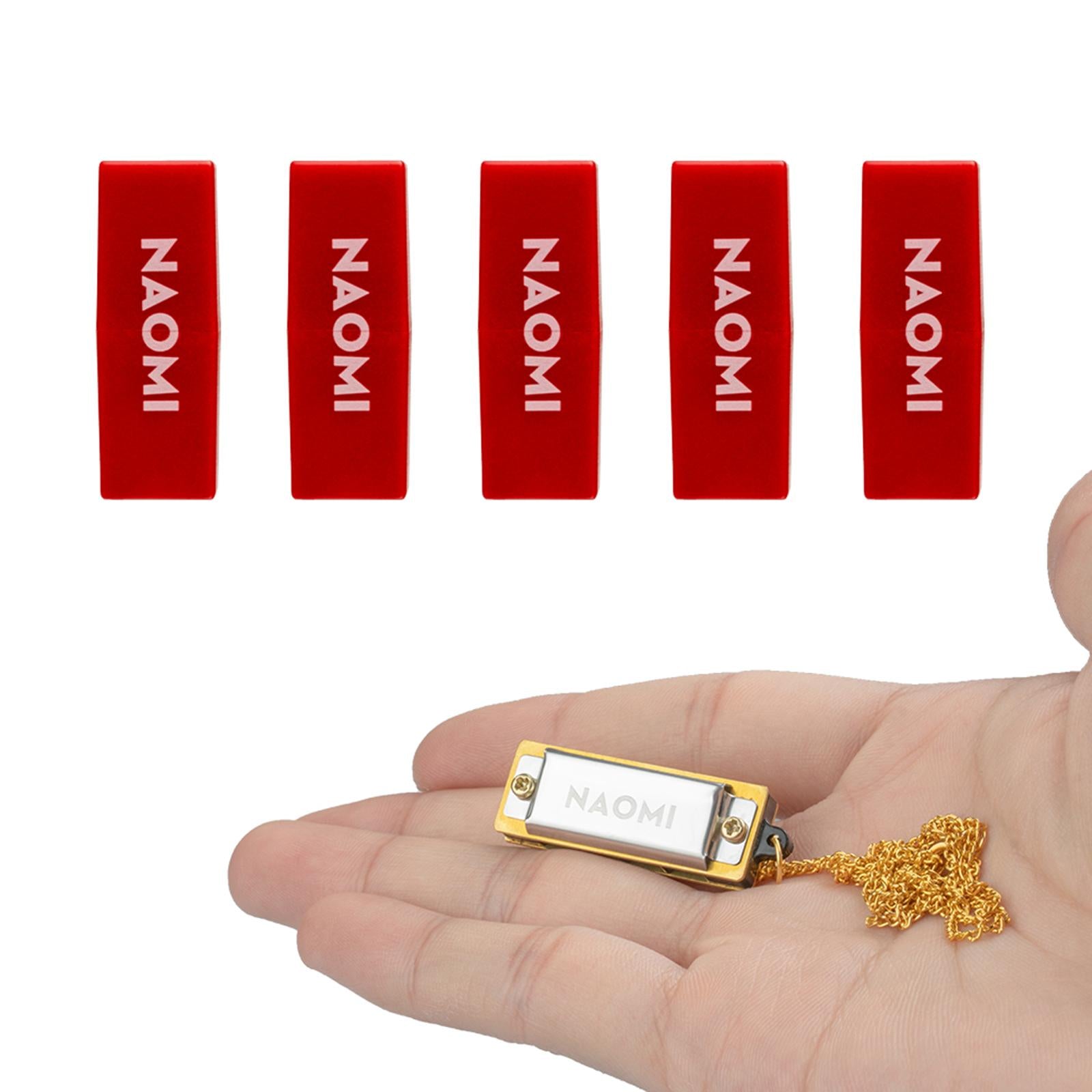 Portable Necklace Harmonica Mouth Organ Hanging Chain Gifts 5pcs Red