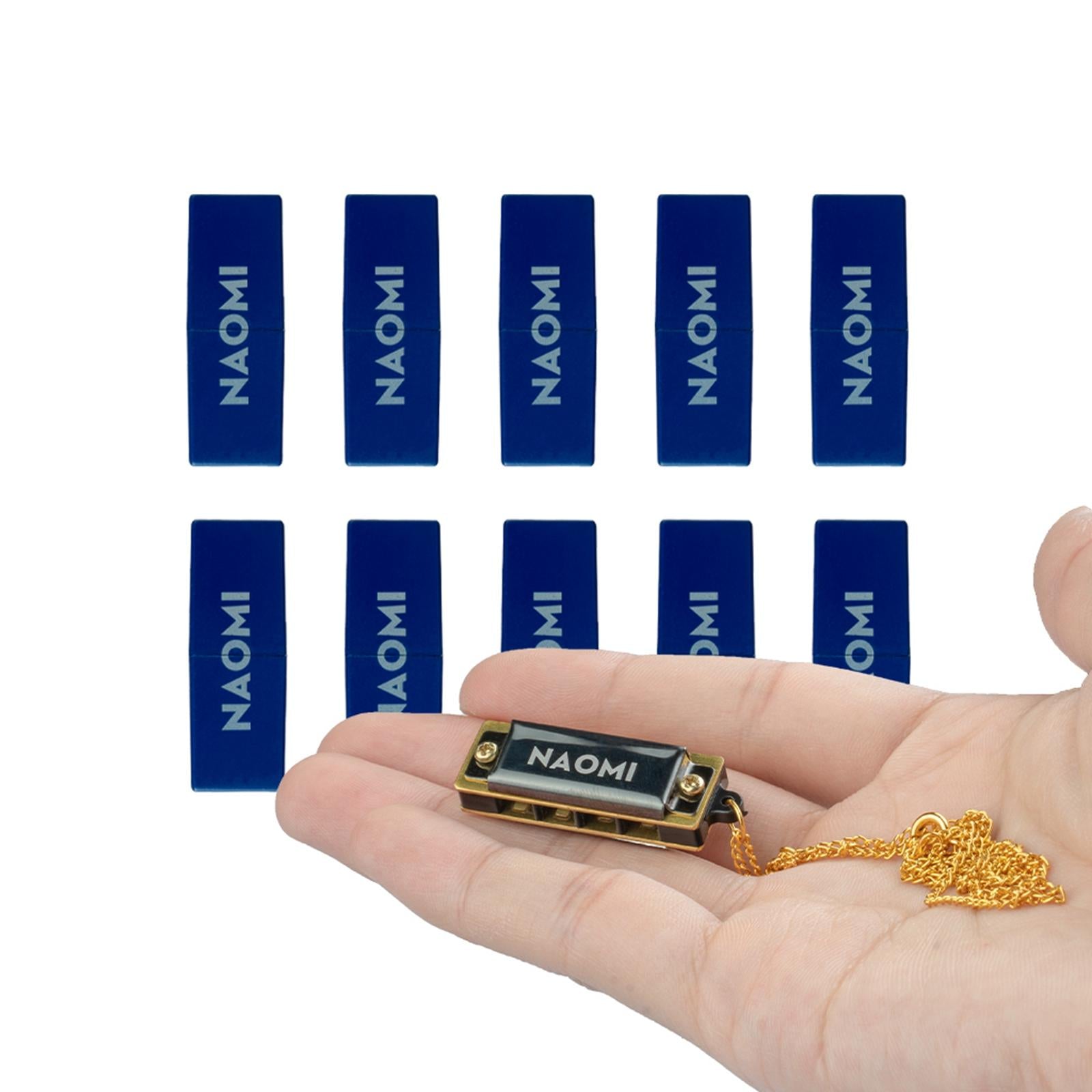 Portable Necklace Harmonica Mouth Organ Hanging Chain Gifts 10pcs Blue