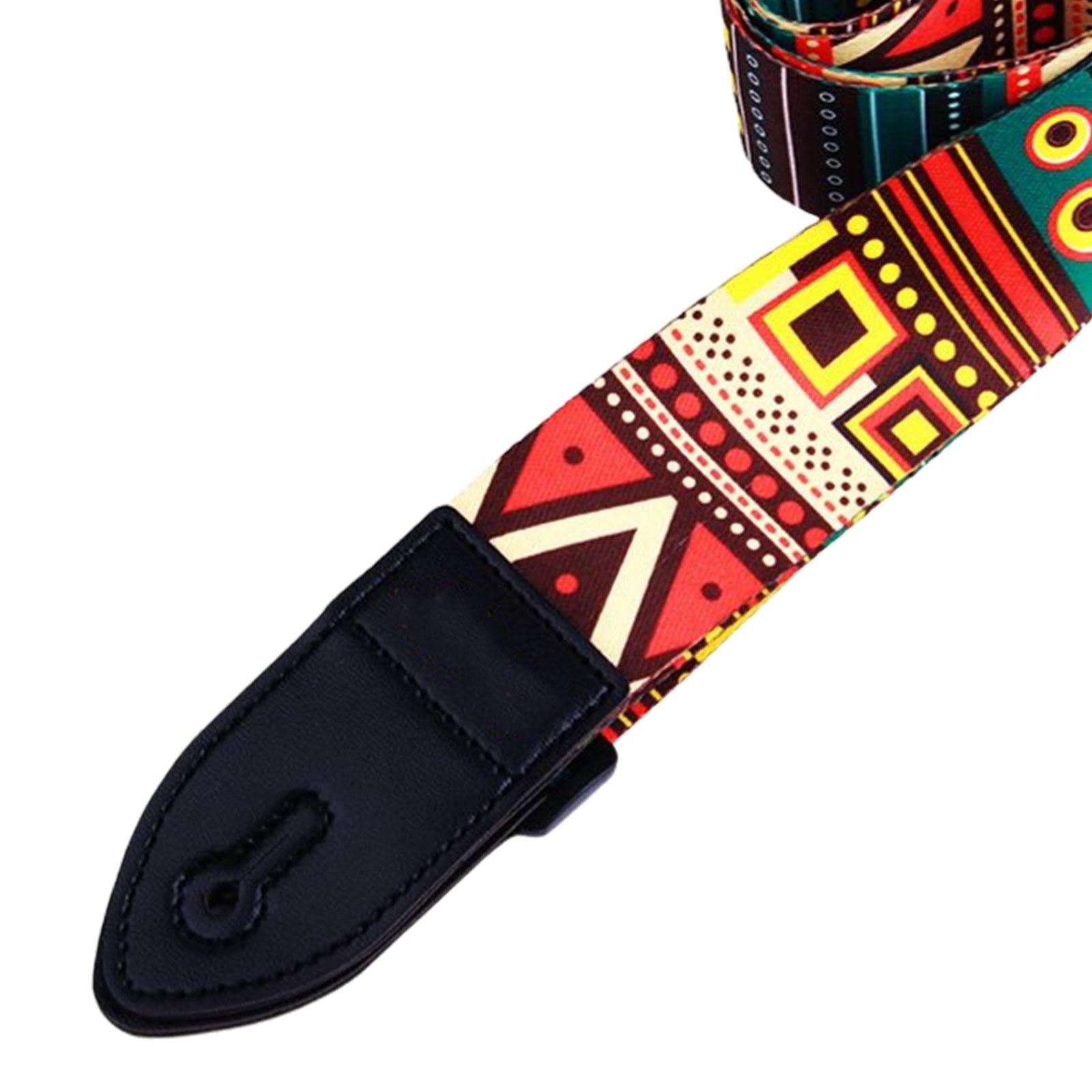 Leather&Polyester Guitar Strap 2'' Width for Bass Acoustic Electric Guitar Folk Style