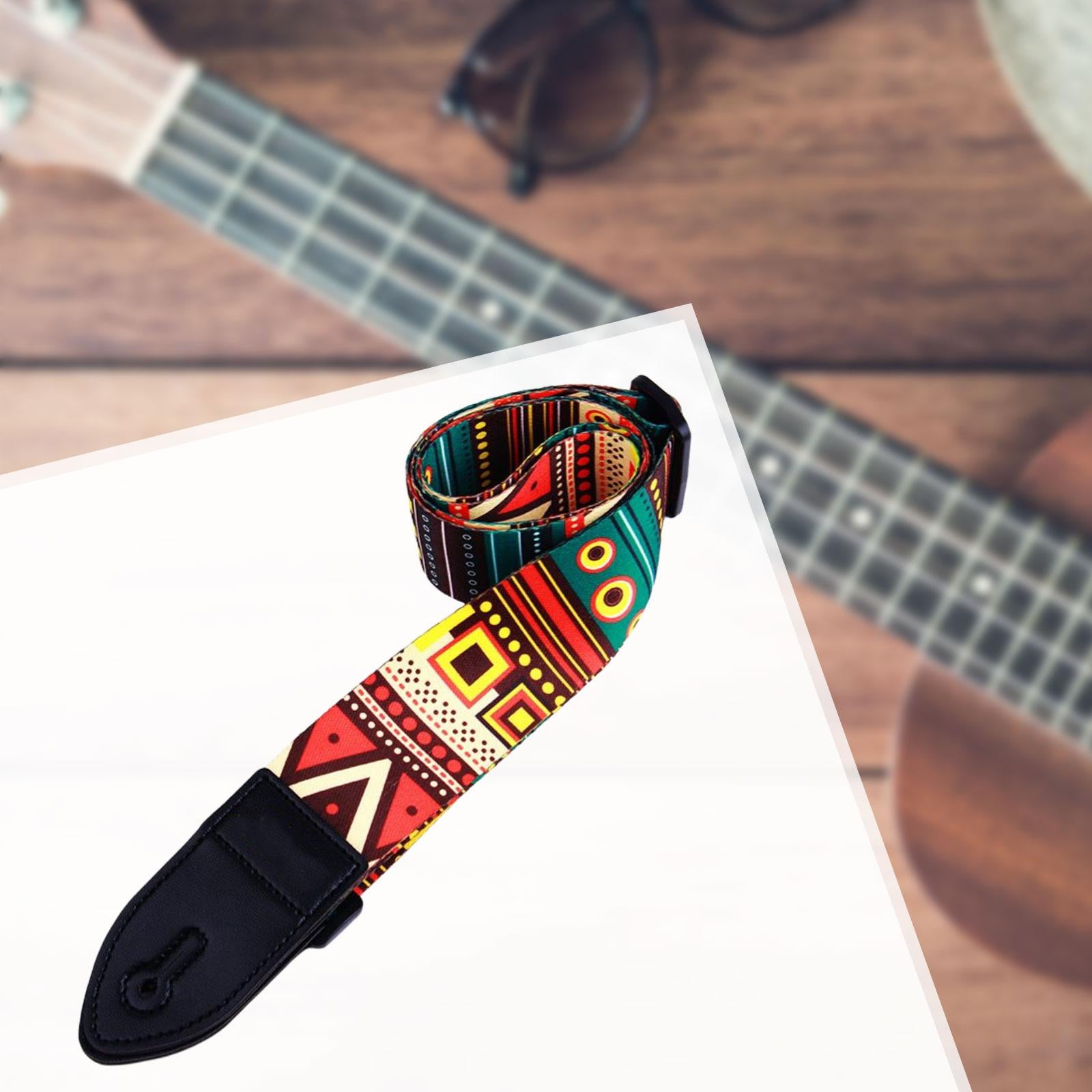 Leather&Polyester Guitar Strap 2'' Width for Bass Acoustic Electric Guitar Folk Style
