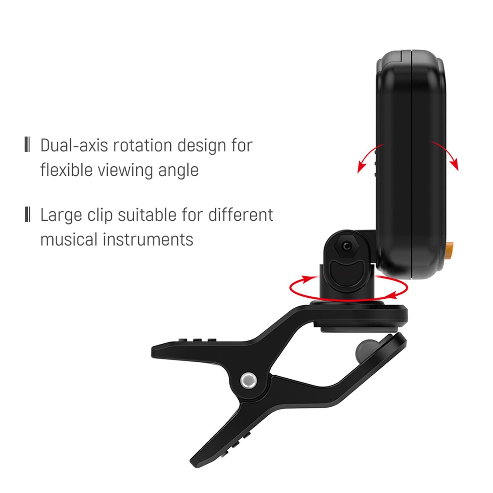 Clip-On LCD Digital Tuner for Guitar, Bass, Violin, Ukulele, Chromatic