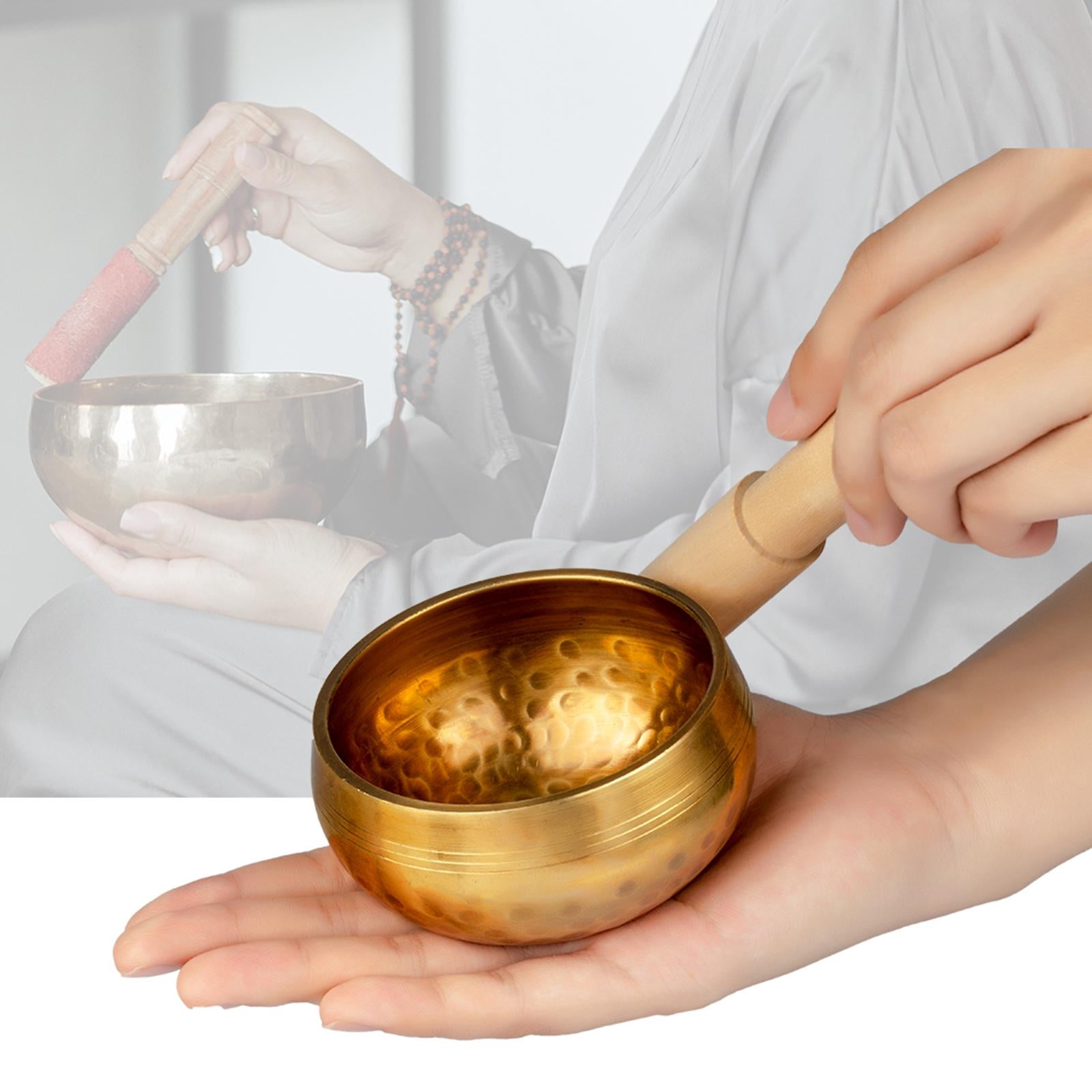 Tibetan Singing Bowl Set Buddhism with Wooden Striker for Yoga Unique Gifts