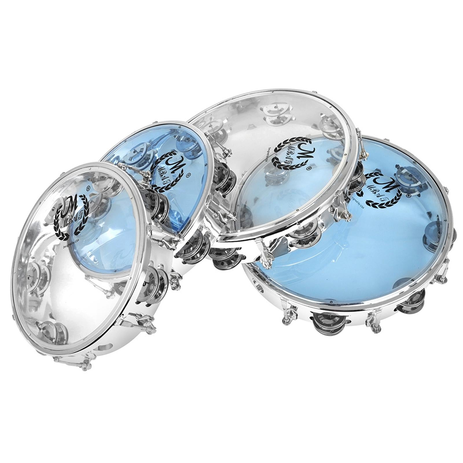 Handheld Tambourine Transparent Developmental Portable for Infant Home 8inch Blue