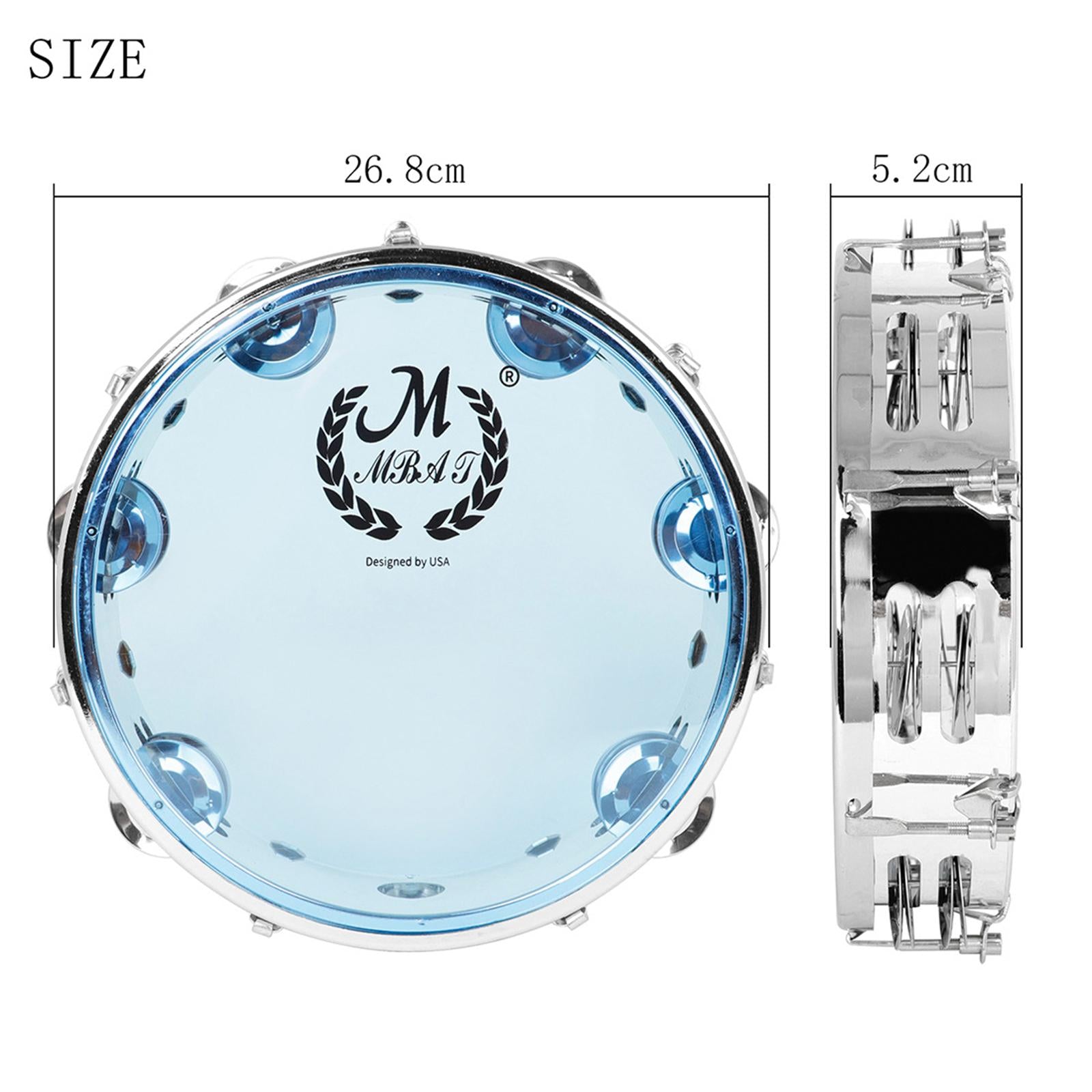 Handheld Tambourine Transparent Developmental Portable for Infant Home 10inch Blue