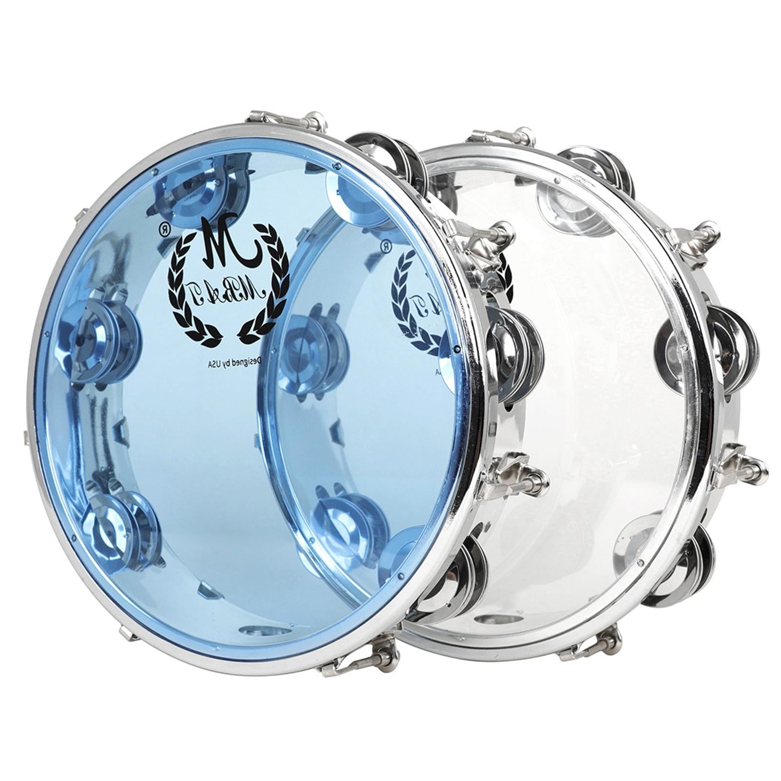 Handheld Tambourine Transparent Developmental Portable for Infant Home 10inch Blue