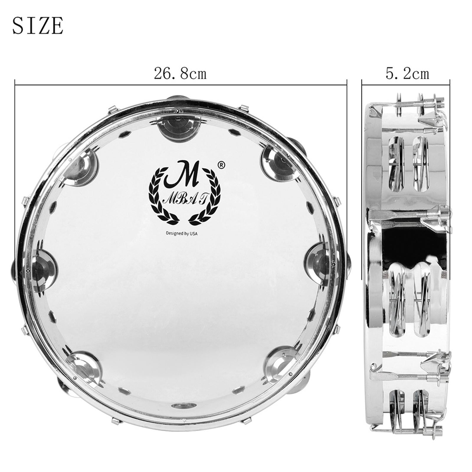 Handheld Tambourine Transparent Developmental Portable for Infant Home 10inch Clear
