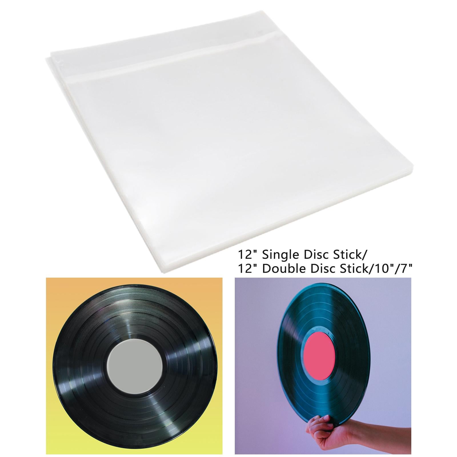 50Pcs Vinyl Record Sleeves Records Bag Reusable Clear for Turntable Player 12inch Single Record