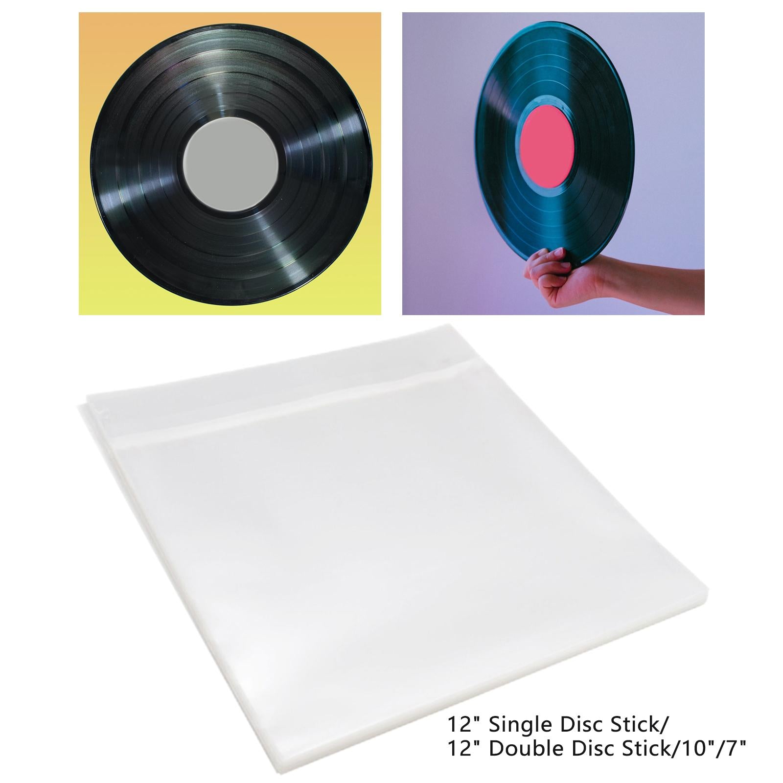 50Pcs Vinyl Record Sleeves Records Bag Reusable Clear for Turntable Player 12inch Single Record