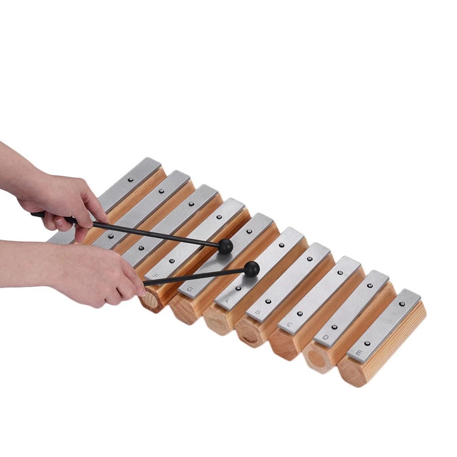 Professional Wooden Soprano Xylophone with 10 Metal Keys Musical Instrument