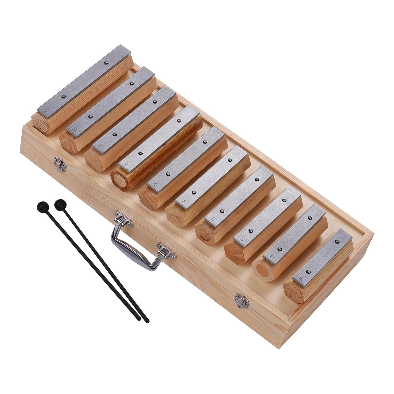 Professional Wooden Soprano Xylophone with 10 Metal Keys Musical Instrument