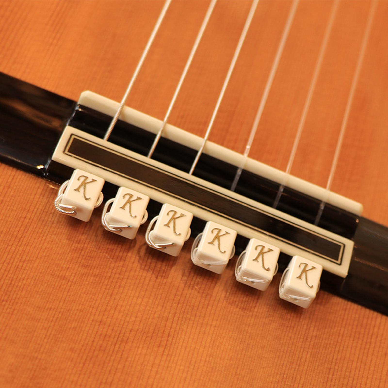 6Pcs Guitar String Retainer String Buckle for Classical Guitar  white