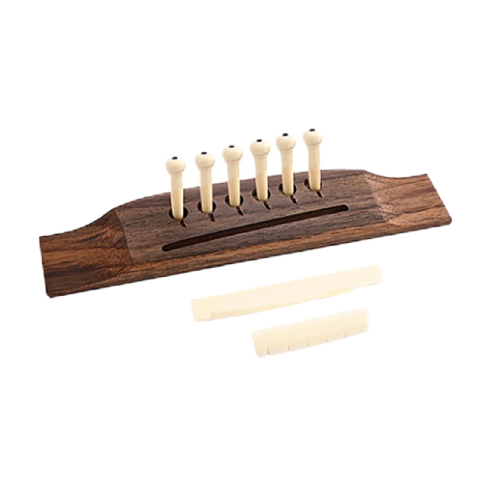 Acoustic Guitar Bridge with 6 Pegs Bridge Saddle Replacement