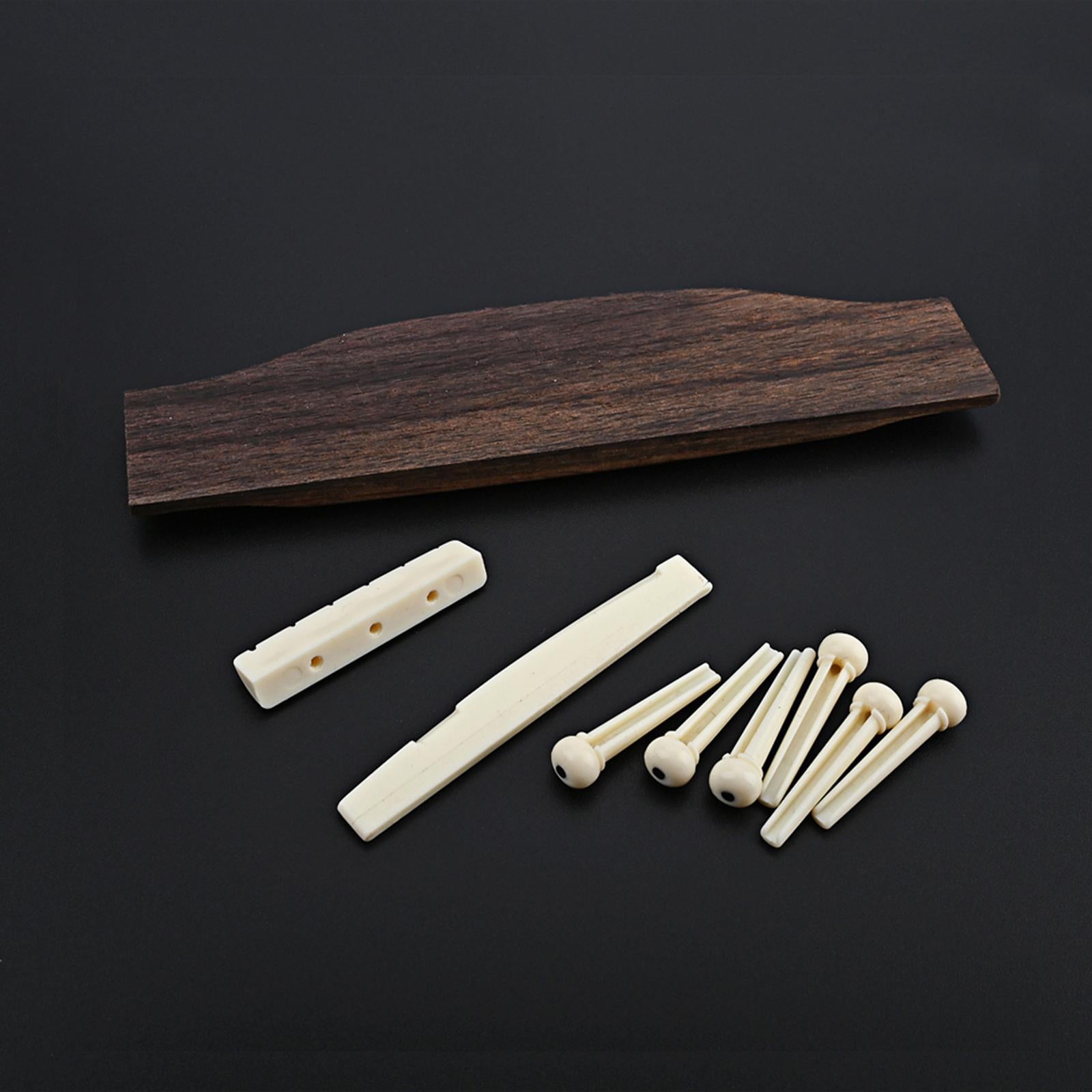 Acoustic Guitar Bridge with 6 Pegs Bridge Saddle Replacement