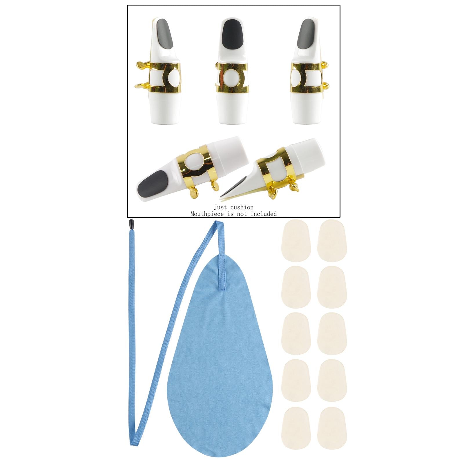 10x Sax Mouthpiece Patches Pads Pad Parts Silicone for Wind Instruments Sax Clear with Strip
