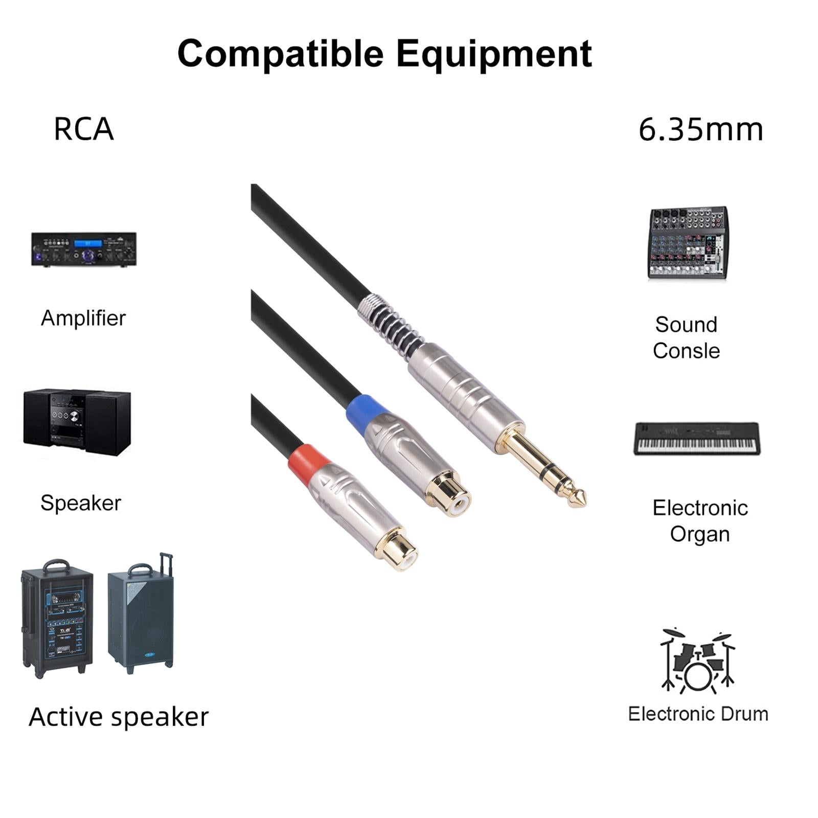 1/1.8/3M 3.5mm 2RCA M to Male Audio Cable Hi Fi Stereo AUX Cord Adapter 1.8M