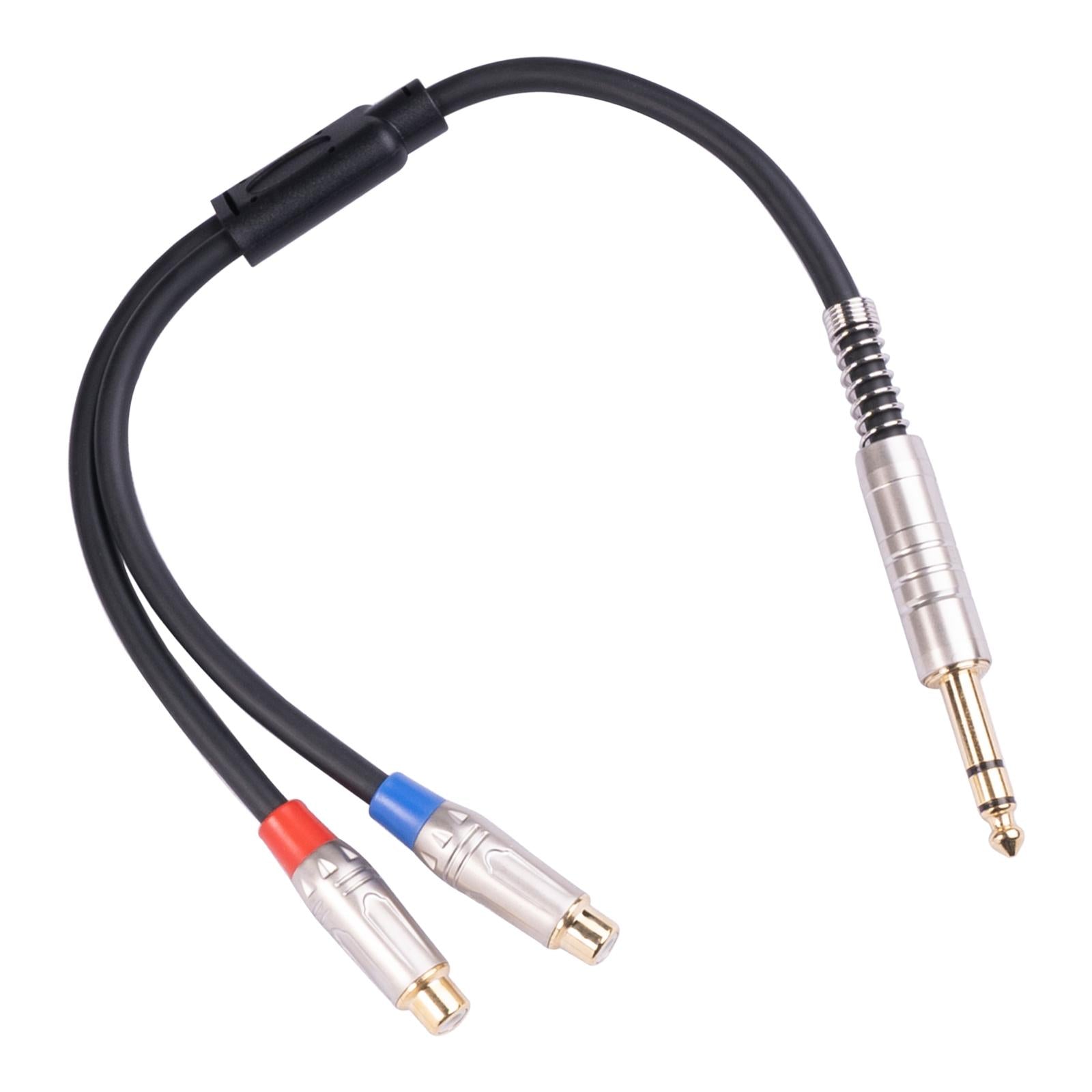 6.35mm Stereo Male to 2 Dual RCA Female Y Cable Adapter Splitter Wire Plug