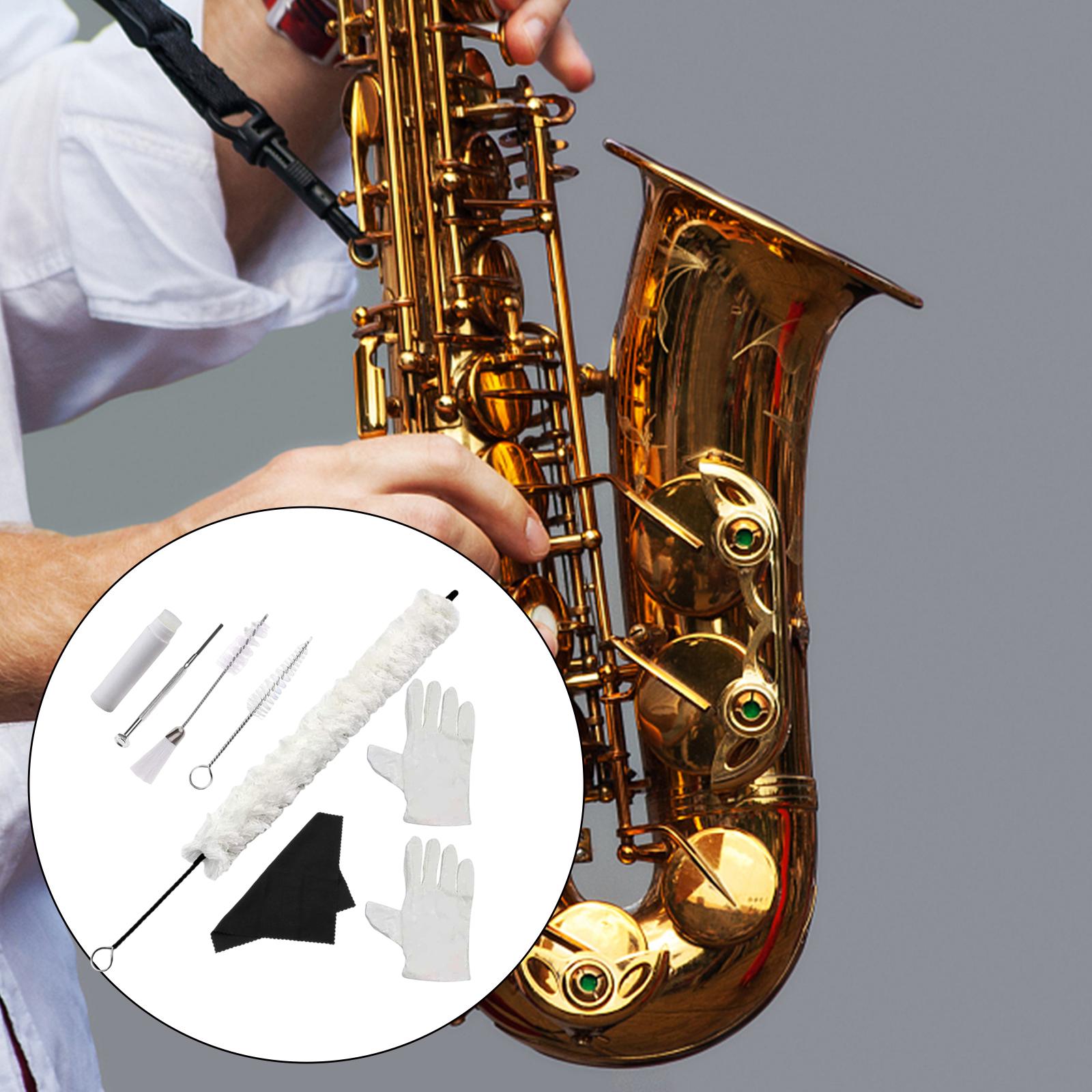 Saxophone Cleaning Care Kits Gloves Brush Screwdriver for Clarinet Flute Sax
