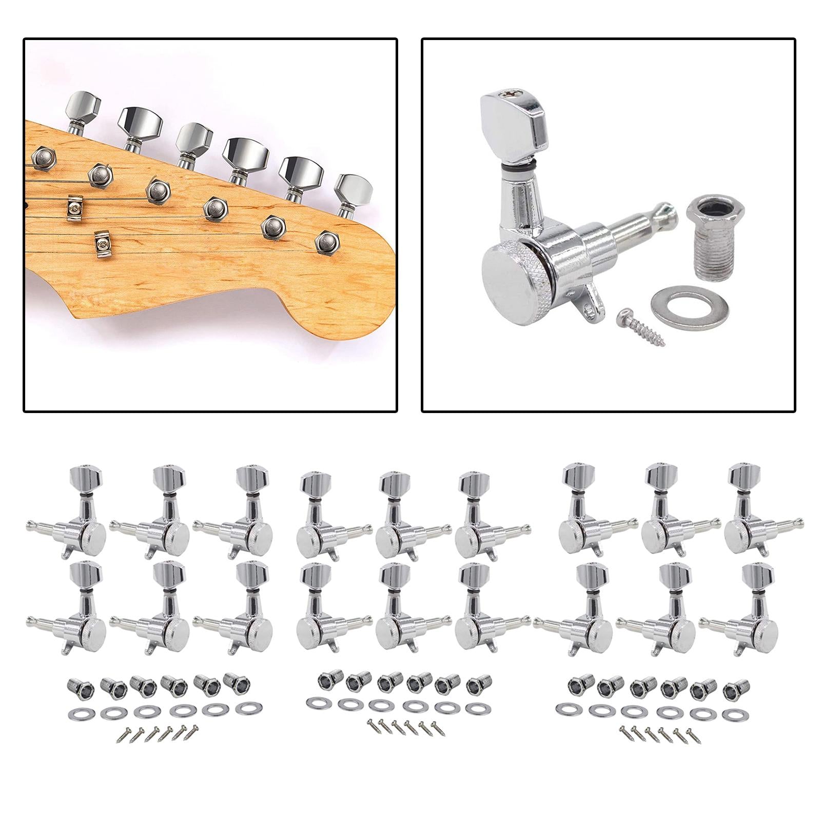 Guitar Locking Pegs Keys Guitar Parts Headstocks Accessories Heads Set 6R