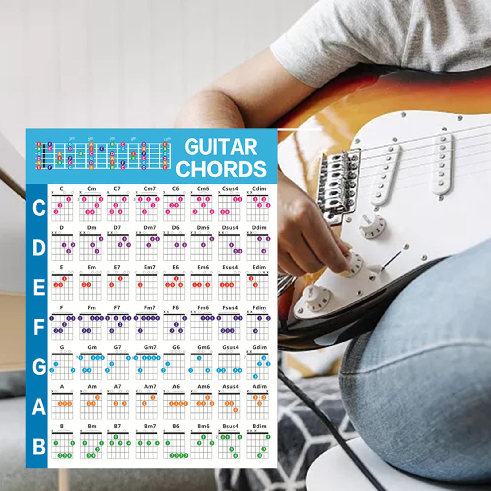 Guitar Chord Poster Practice Accessories for Adult Beginners Guitarists L