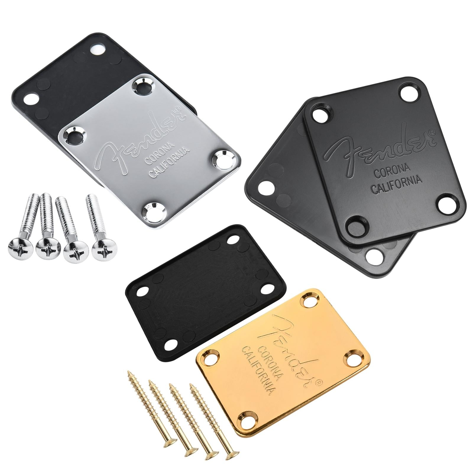 Electric Guitar Neck Plate Back Plate With 4 Mounting Screws Silver