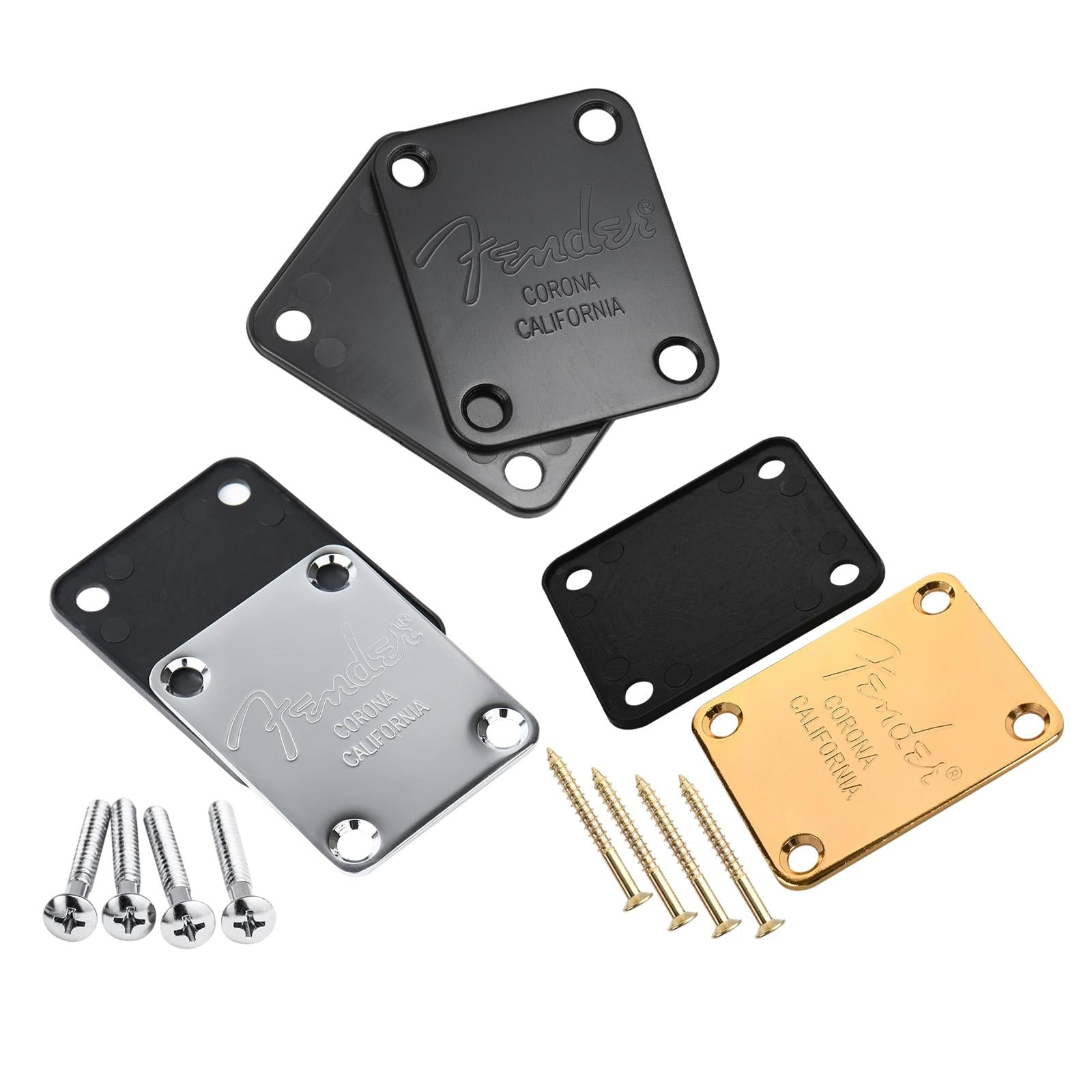 Electric Guitar Neck Plate Back Plate With 4 Mounting Screws Silver