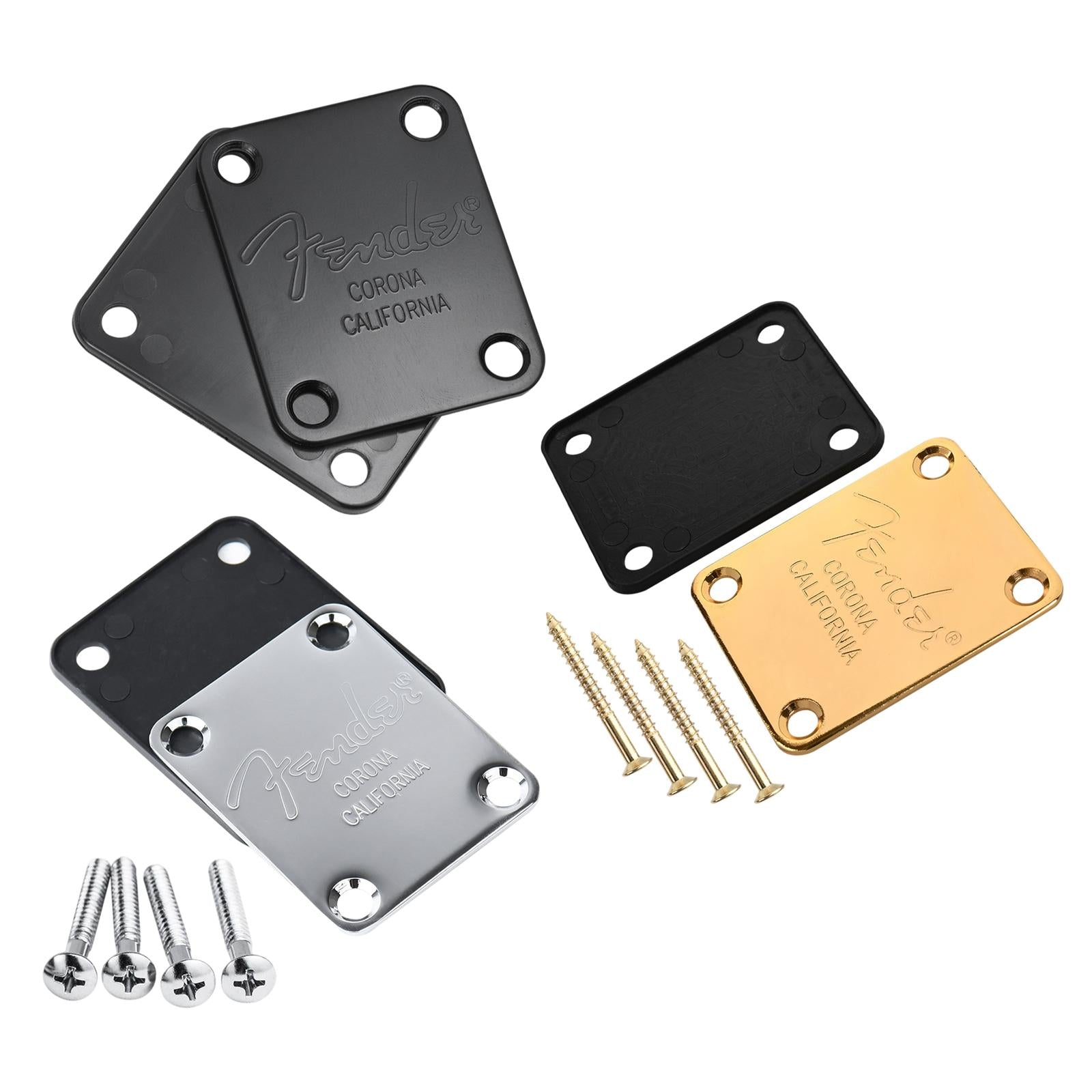 Electric Guitar Neck Plate Back Plate With 4 Mounting Screws Silver