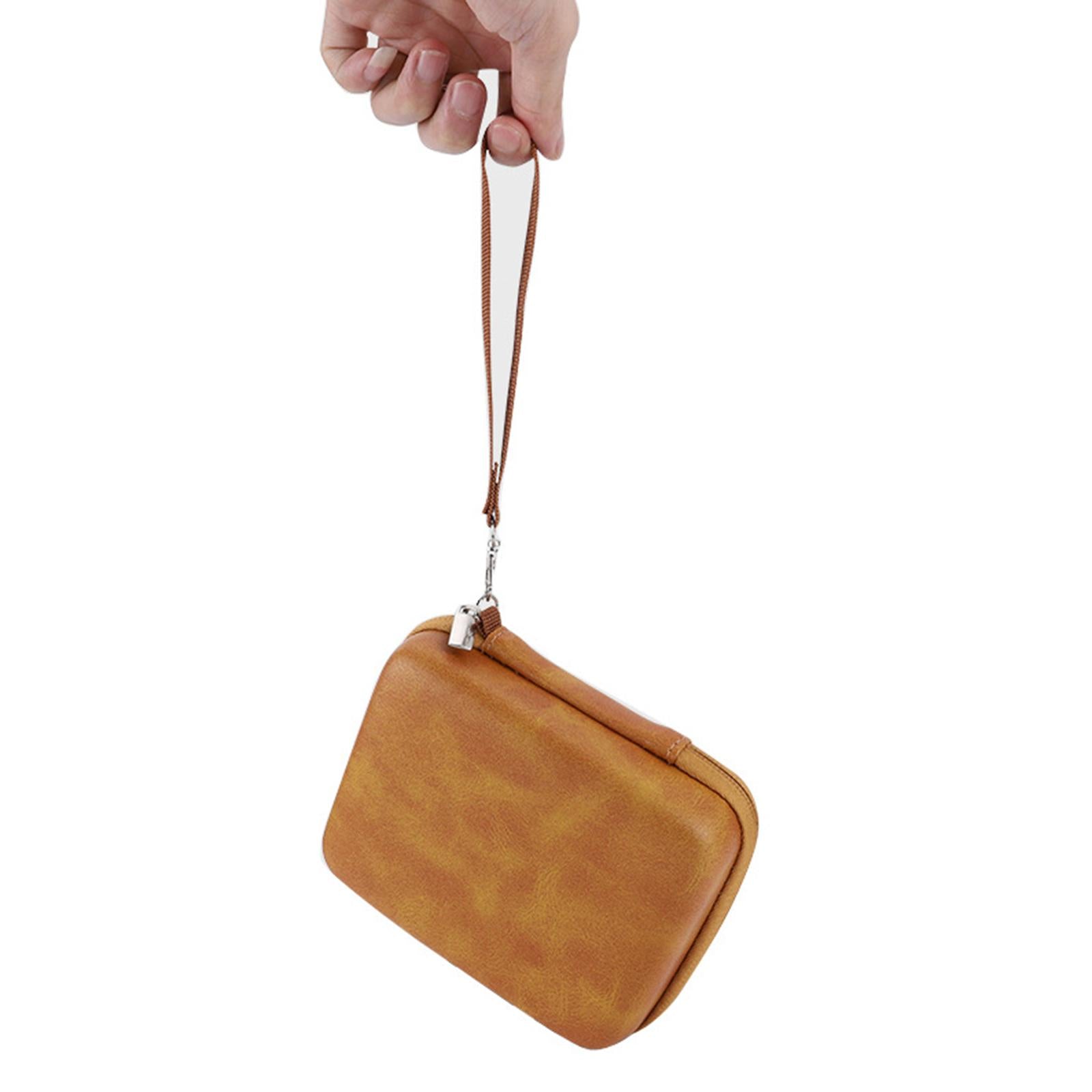 Leather Guitar Picks Holder Case Plectrums Bag for Guitar Pick Orange Yellow