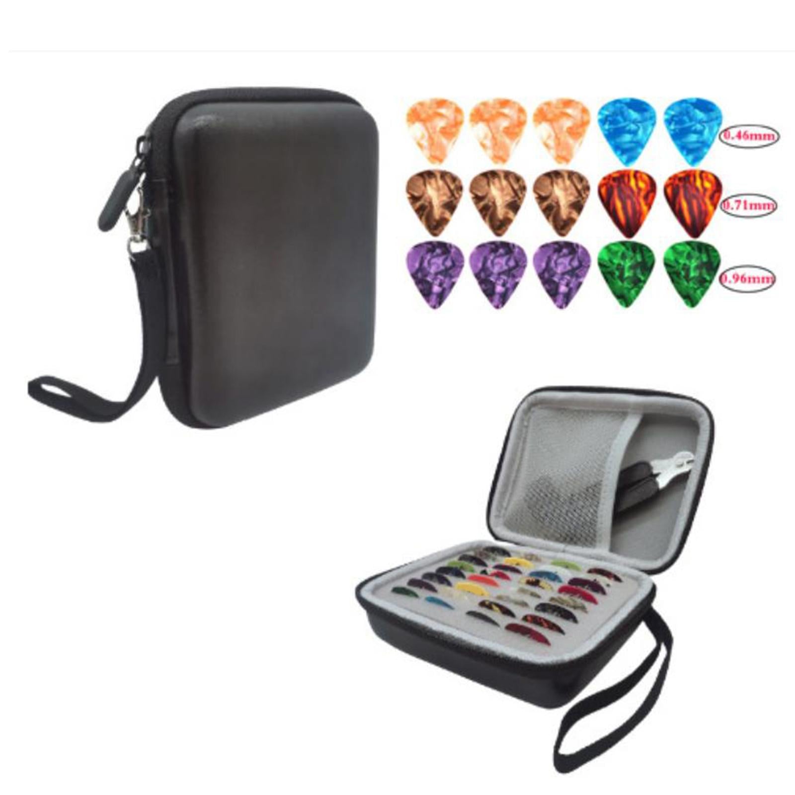 Leather Guitar Picks Holder Case Plectrums Bag for Guitar Pick Black