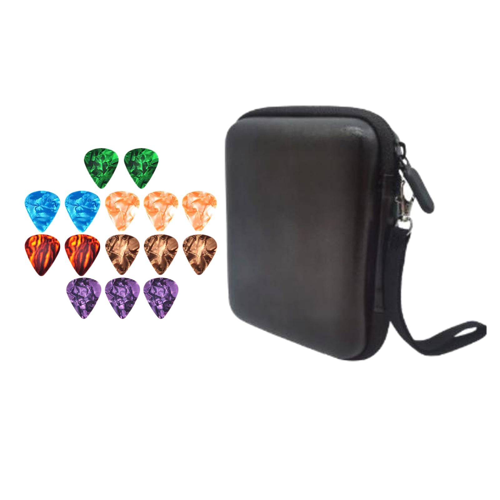 Leather Guitar Picks Holder Case Plectrums Bag for Guitar Pick Black