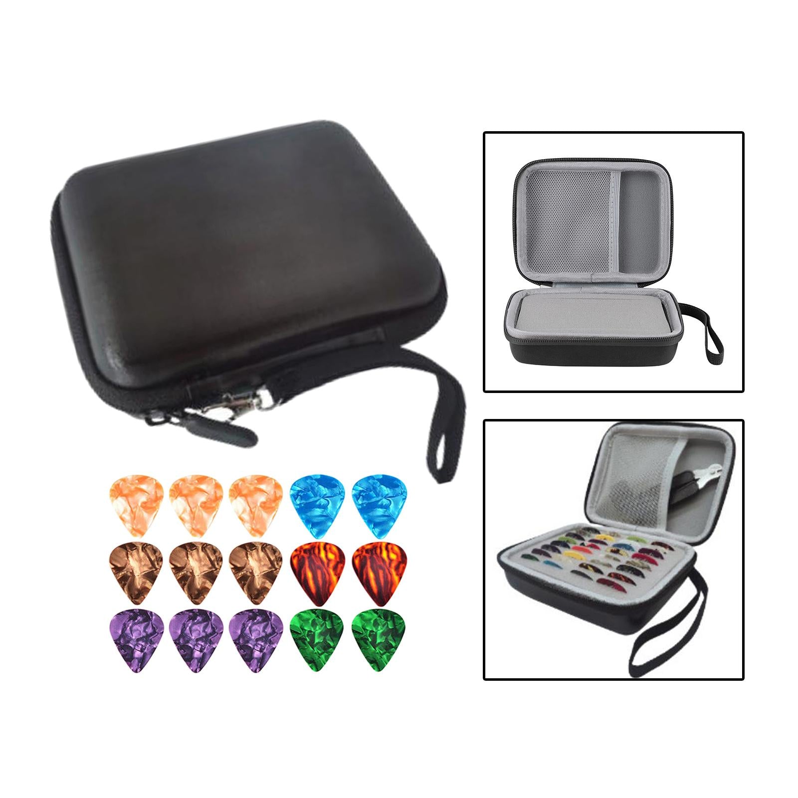 Leather Guitar Picks Holder Case Plectrums Bag for Guitar Pick Black