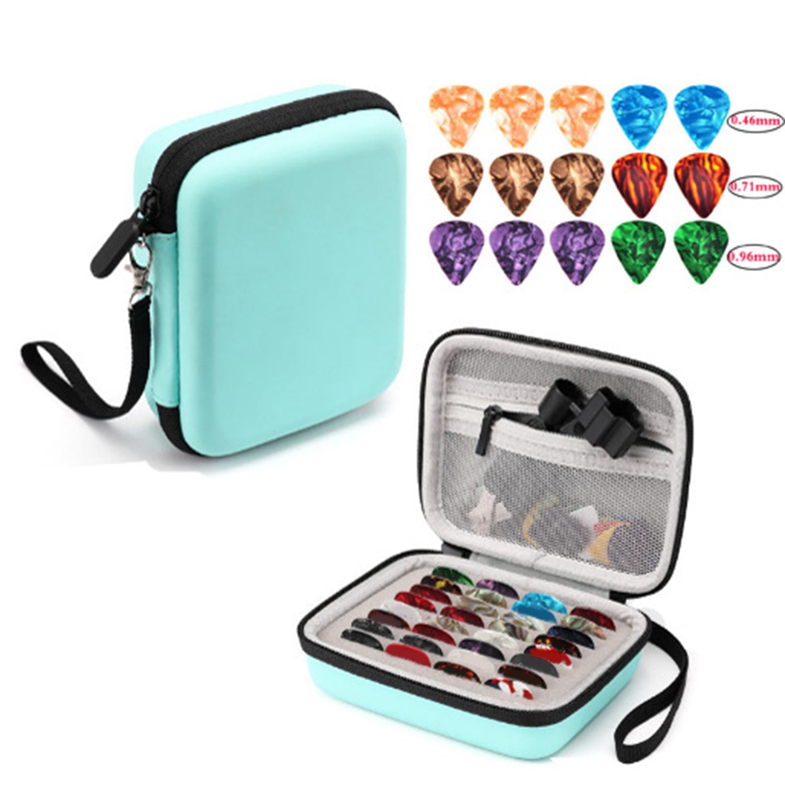 Leather Guitar Picks Holder Case Plectrums Bag for Guitar Pick Blue