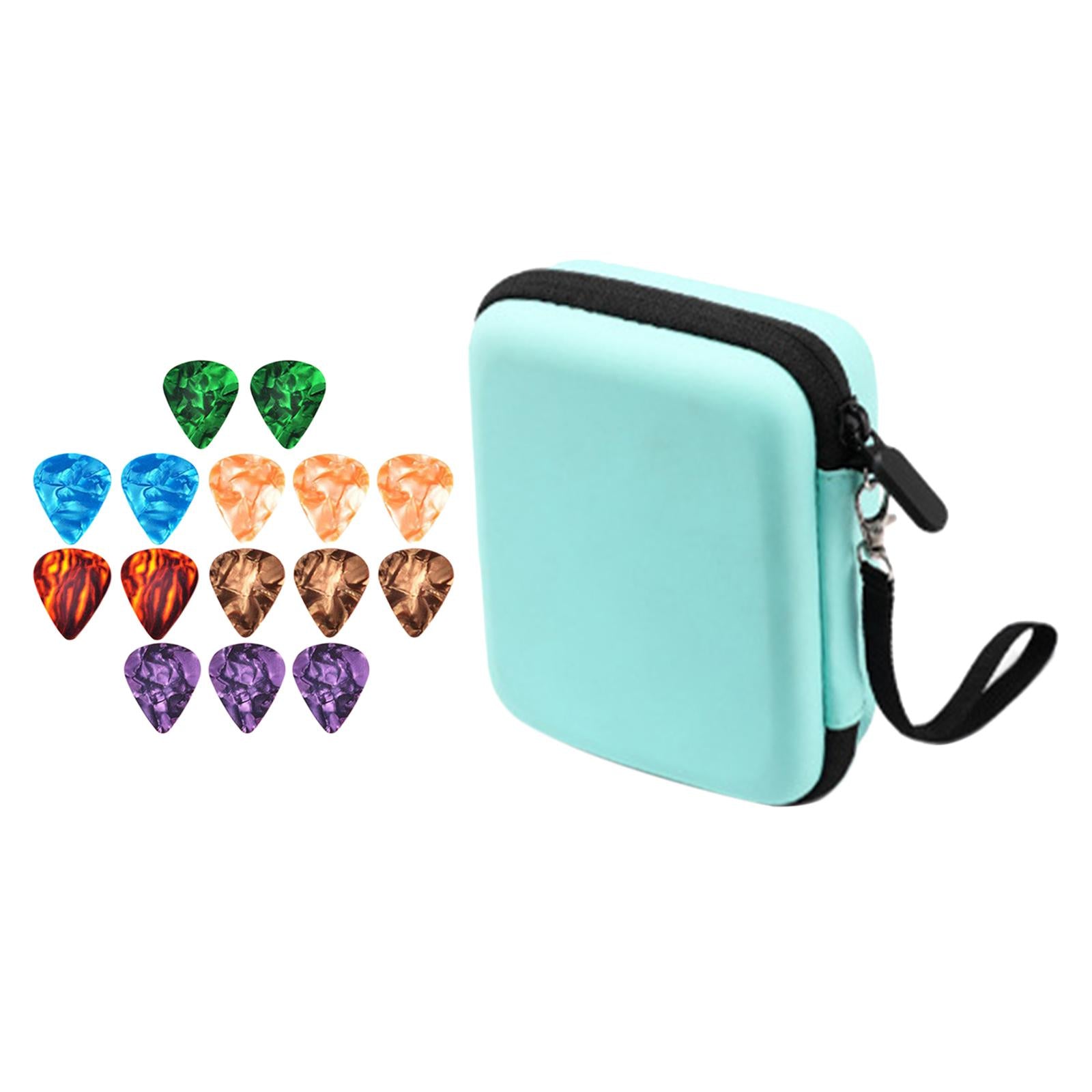 Leather Guitar Picks Holder Case Plectrums Bag for Guitar Pick Blue