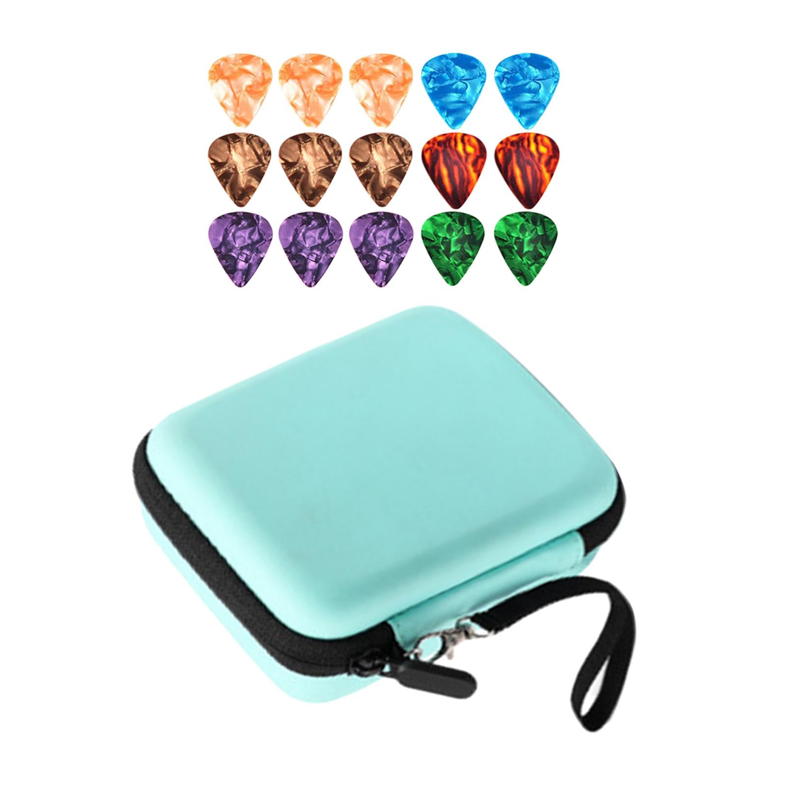 Leather Guitar Picks Holder Case Plectrums Bag for Guitar Pick Blue