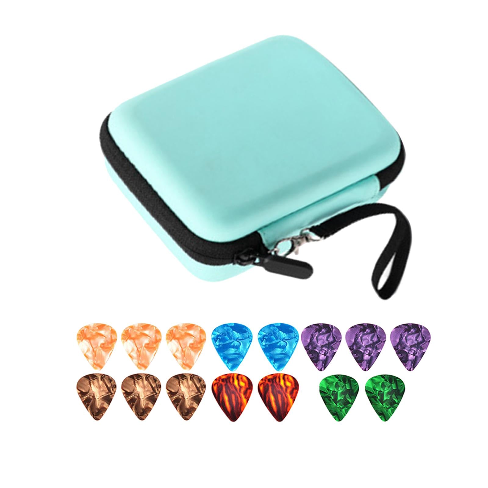 Leather Guitar Picks Holder Case Plectrums Bag for Guitar Pick Blue